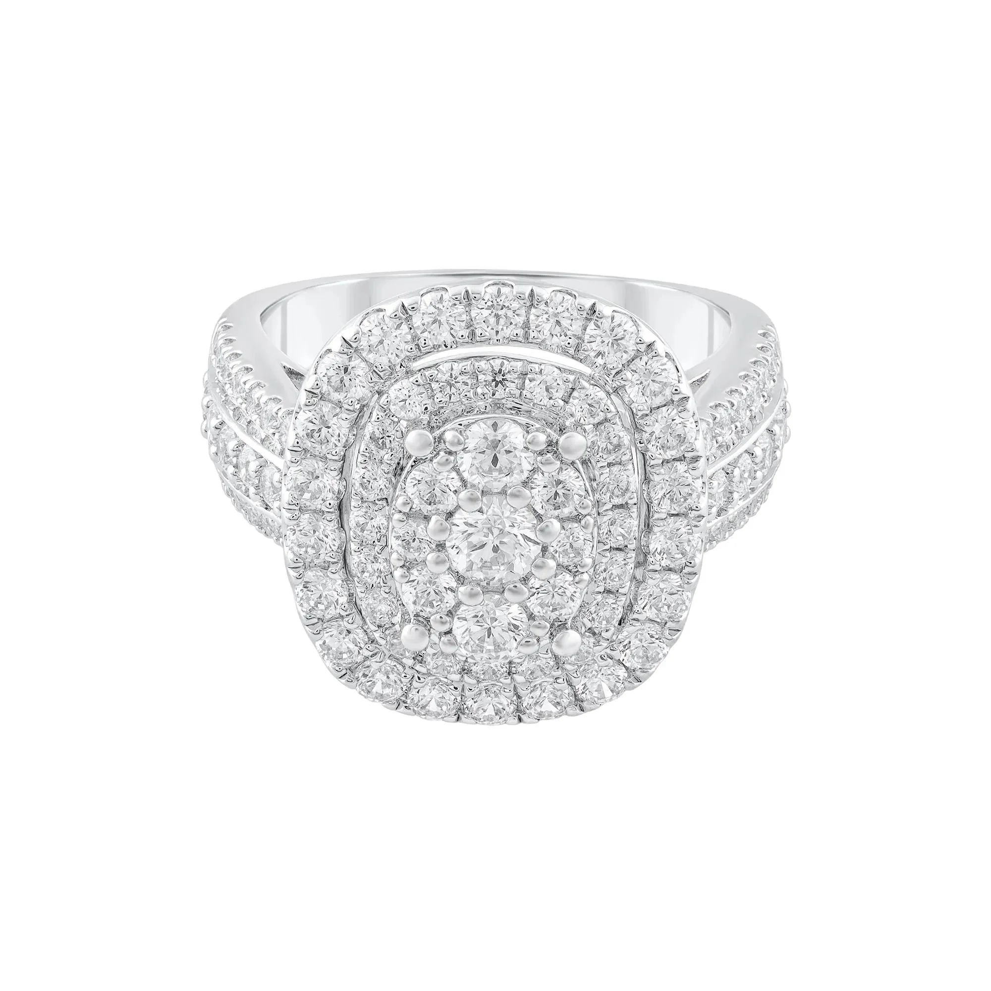 2 CT. Tw. Diamond Composite Engagement Ring 10K White Gold Round Brilliant Cut Size 6
