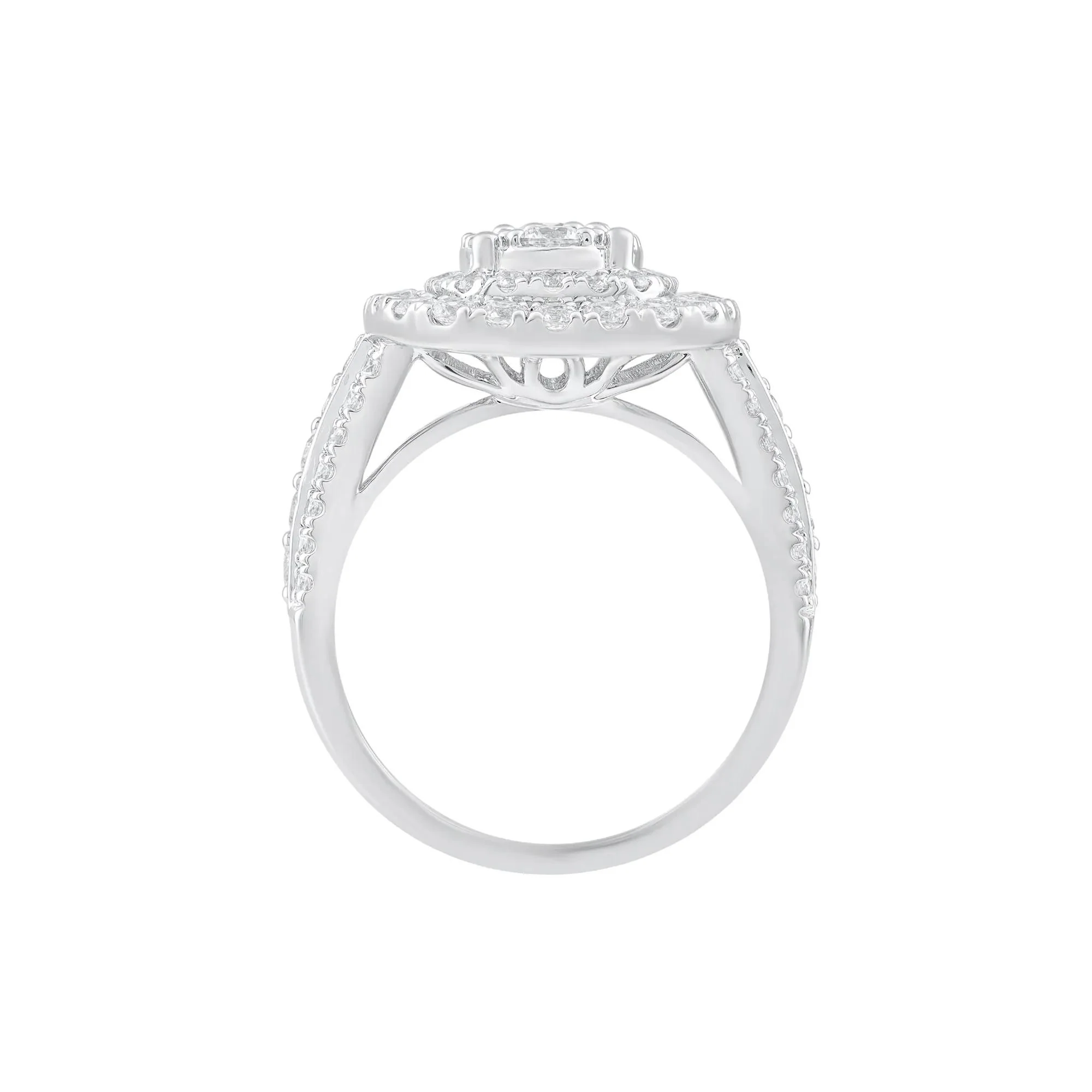 2 CT. Tw. Diamond Composite Engagement Ring 10K White Gold Round Brilliant Cut Size 7.5 - Image 2