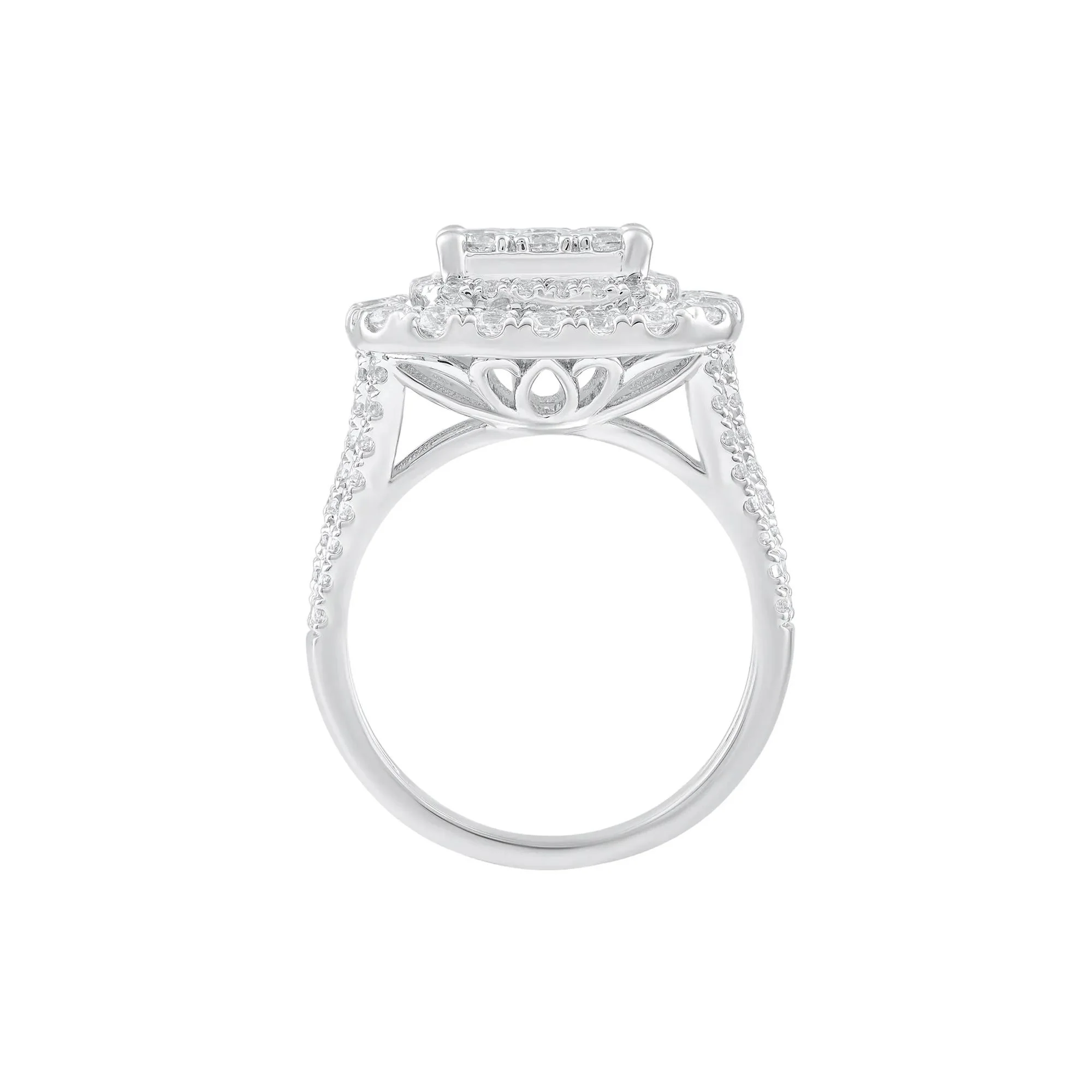 2 CT. Tw. Diamond Composite Engagement Ring 10K White Gold Round Brilliant Cut Size 9 - Image 2