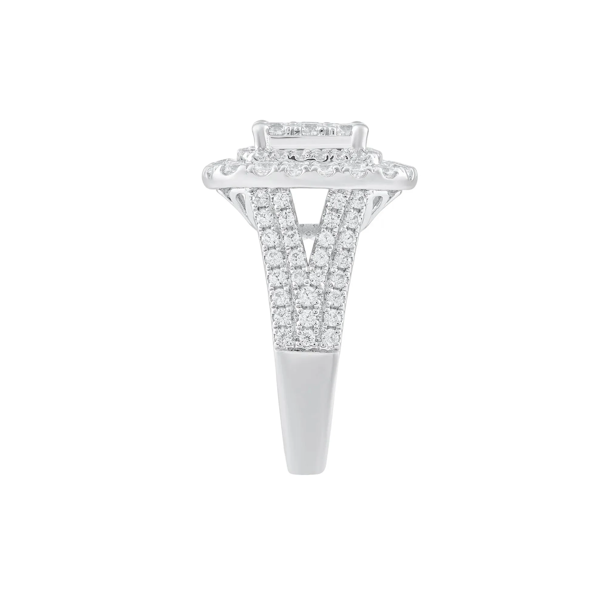 2 CT. Tw. Diamond Composite Engagement Ring 10K White Gold Round Brilliant Cut Size 9 - Image 3
