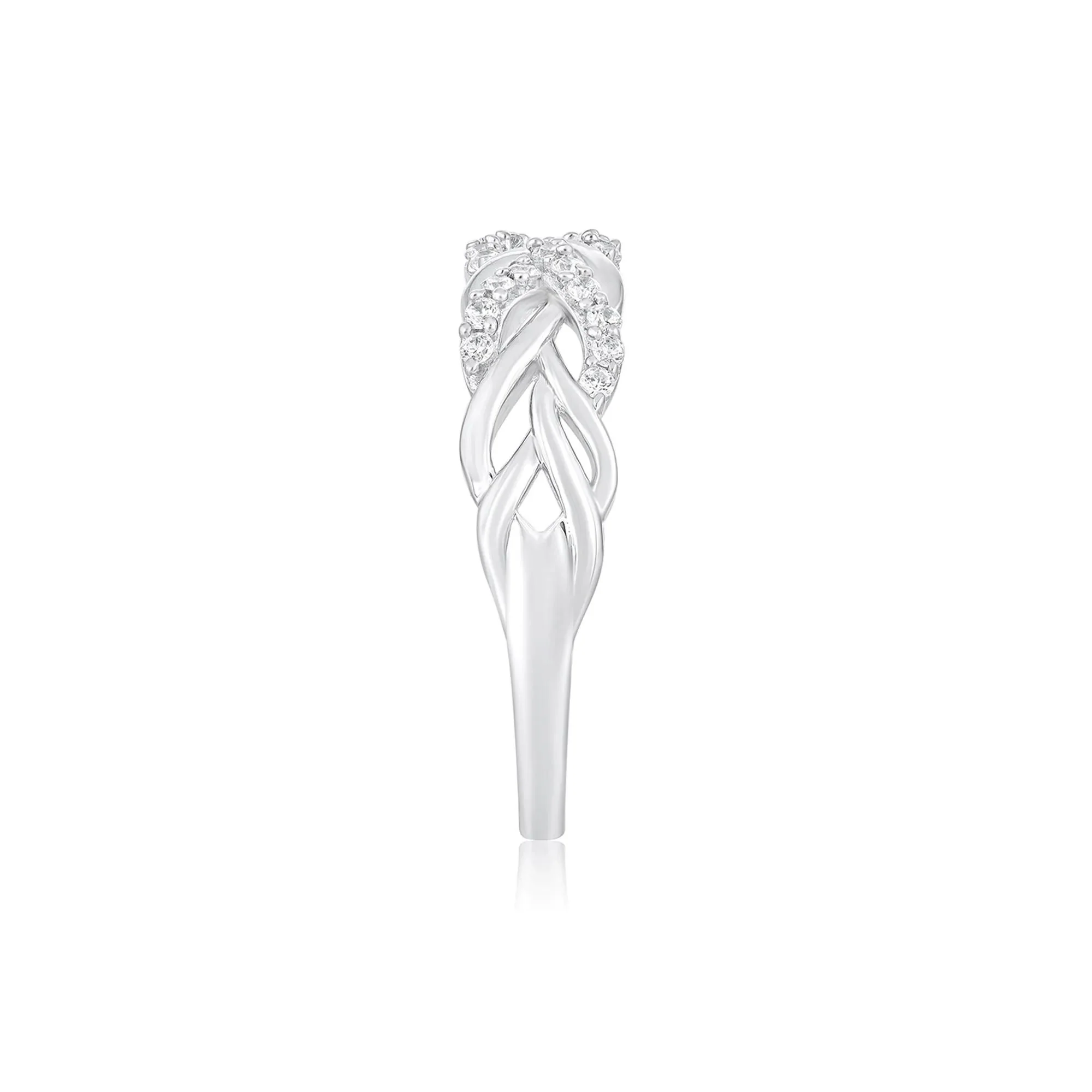 1/4 CT. Tw. Diamond Woven Band Ring 10K White Gold Round Brilliant Cut Size 7.5 - Image 3