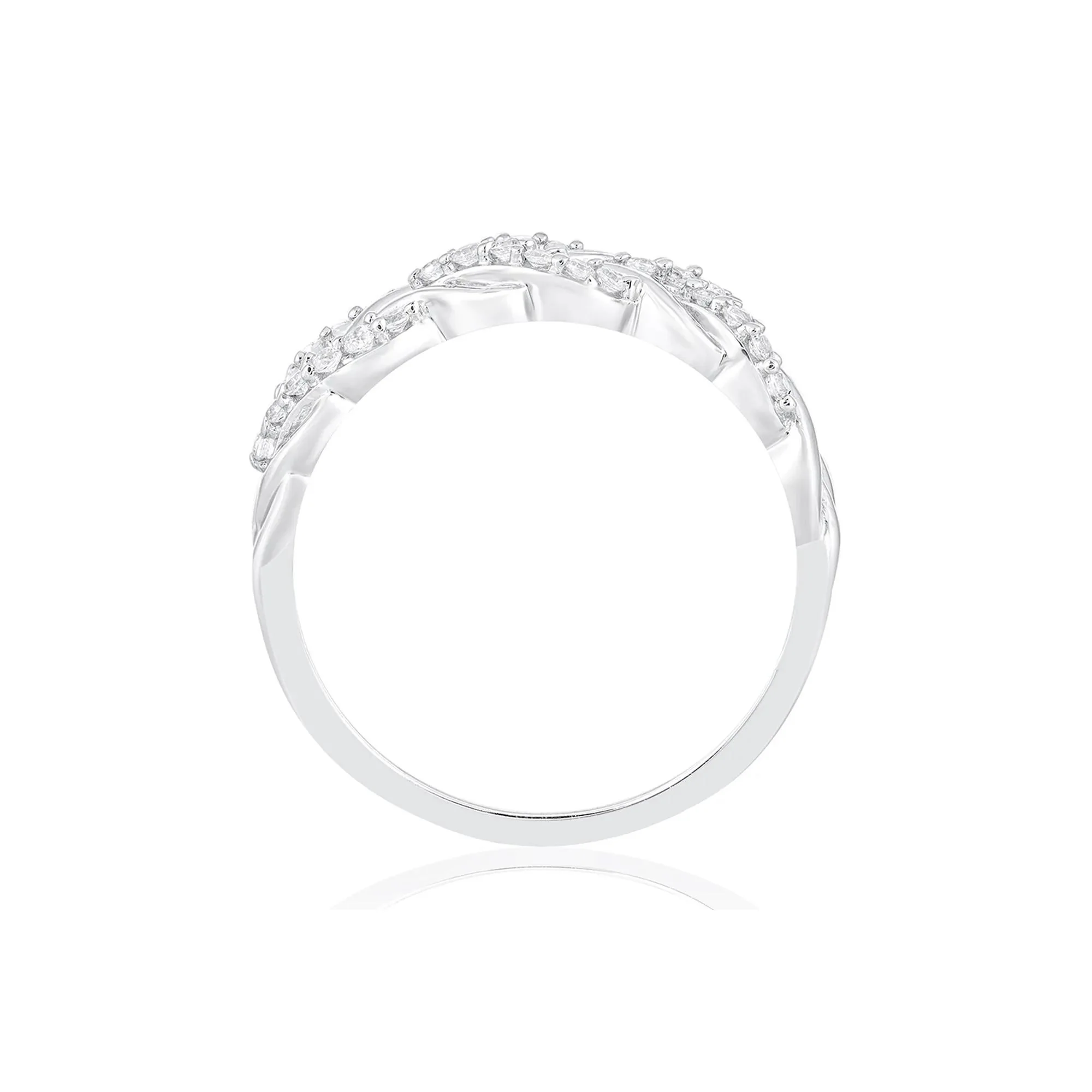 1/4 CT. Tw. Diamond Woven Band Ring 10K White Gold Round Brilliant Cut Size 8.5 - Image 2