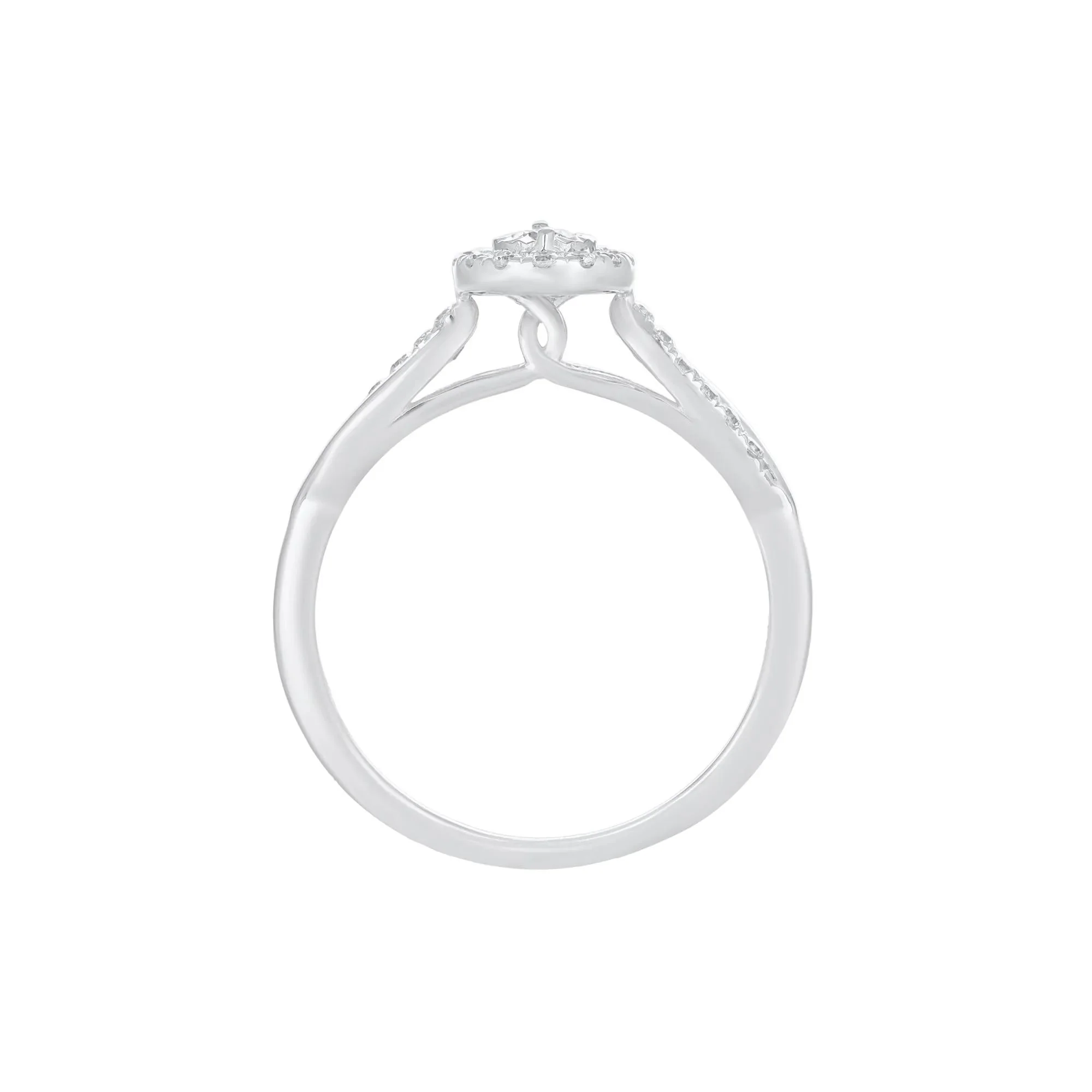 1/4 CT. Tw. Diamond Halo Promise Ring 10K White Gold Round Brilliant Cut Size 7 - Image 3