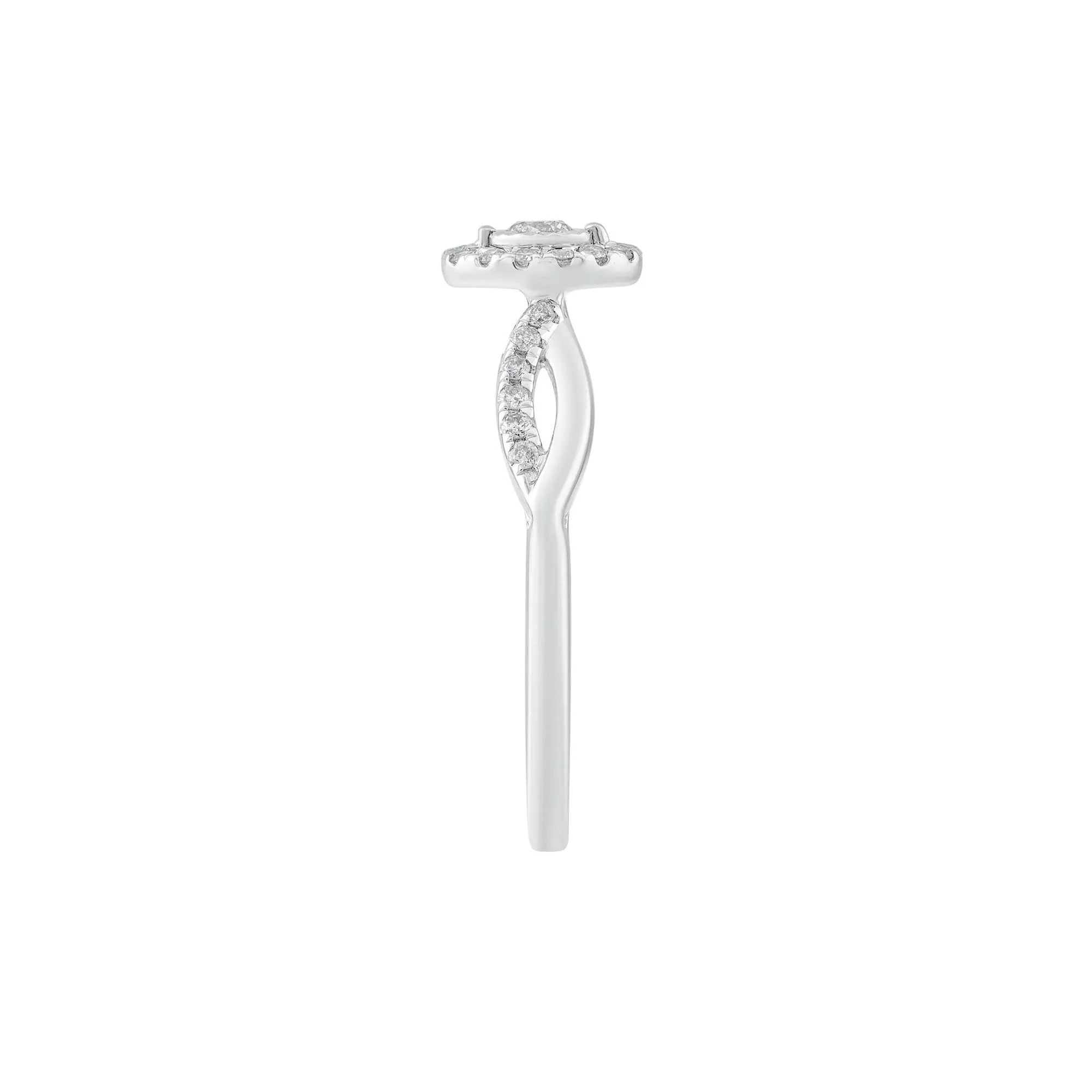 1/4 CT. Tw. Diamond Halo Promise Ring 10K White Gold Round Brilliant Cut Size 8 - Image 2