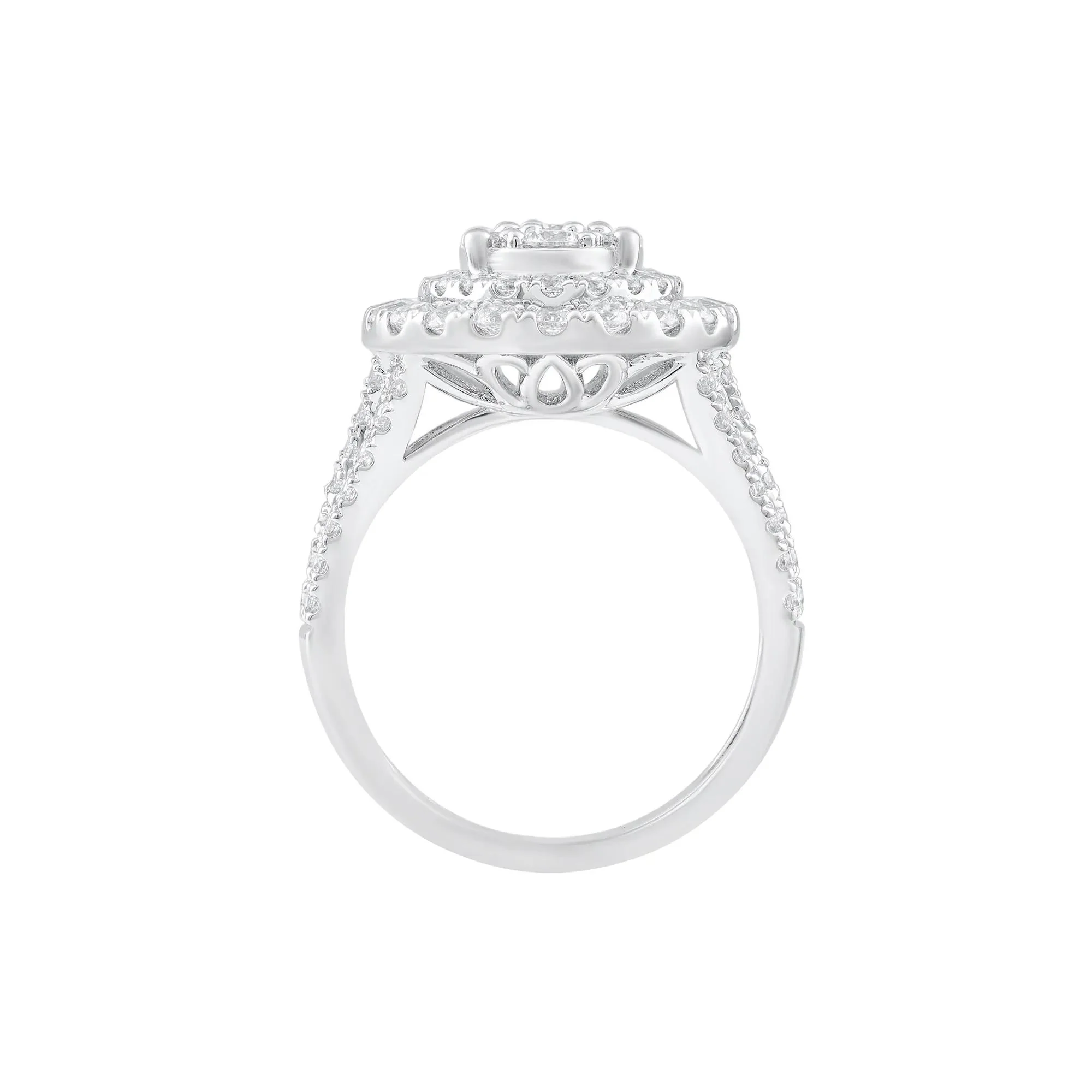 2 CT. Tw. Diamond Composite Engagement Ring 10K White Gold Round Brilliant Cut Size 7 - Image 2