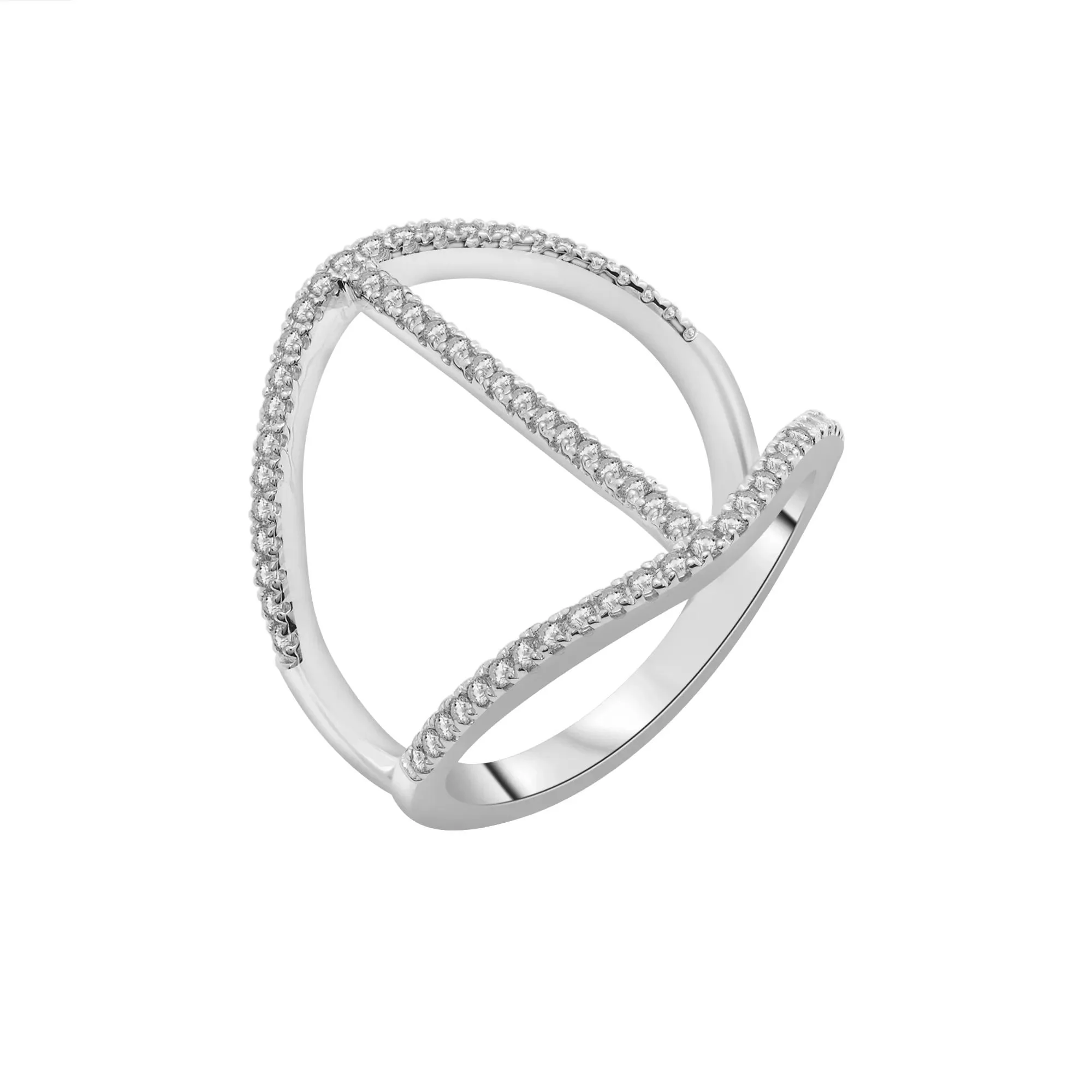 1/3 CT. Tw. Diamond Open Bar Ring 10K White Gold Size 6.5 2mm - Image 4