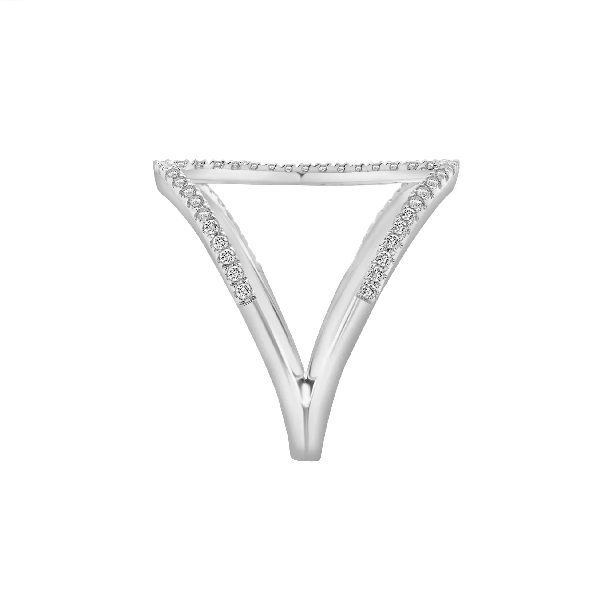 1/3 CT. Tw. Diamond Open Bar Ring 10K White Gold Size 8.5 2mm - Image 5