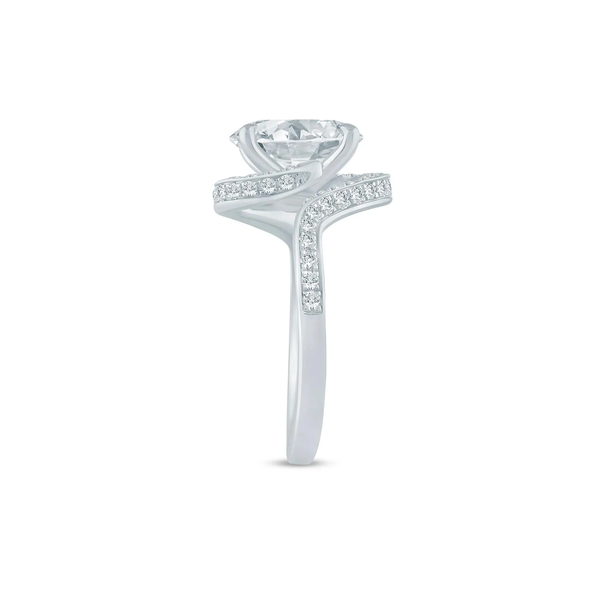 2 1/2 CT. Tw. Lab Grown Diamond Bypass Engagement Ring 14K White Gold Size 5.5 - Image 3