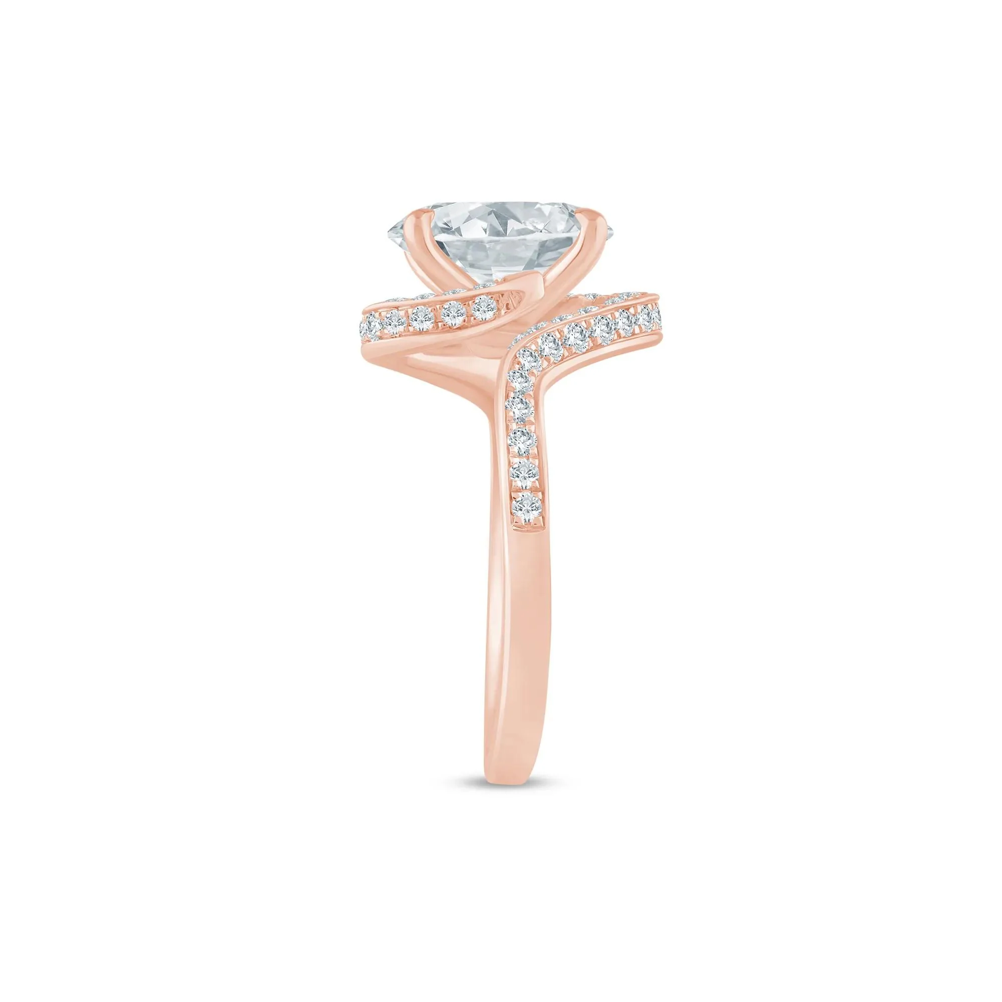 2 1/2 CT. Tw. Lab Grown Diamond Bypass Engagement Ring 14K Rose Gold Size 6.5 - Image 3