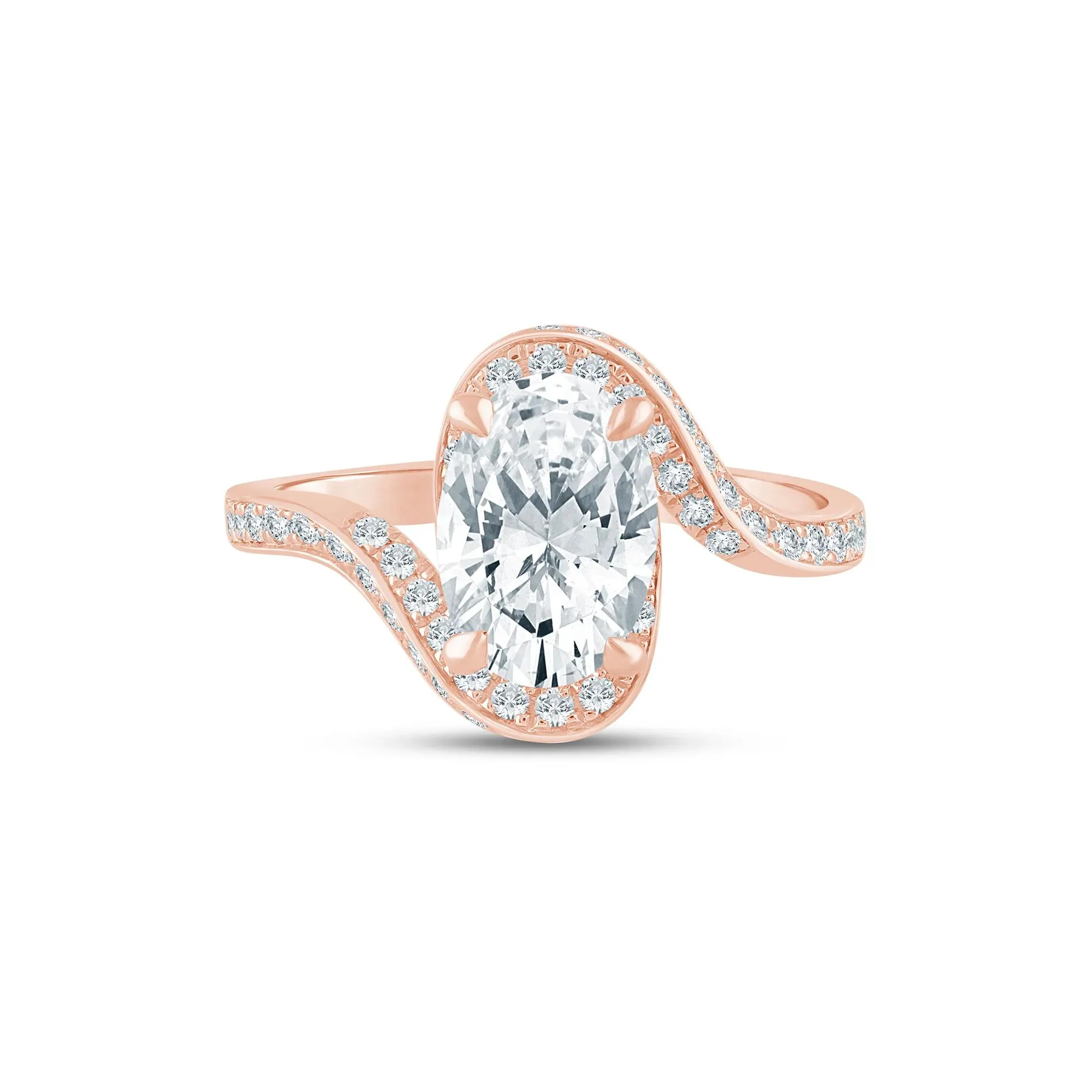 2 1/2 CT. Tw. Lab Grown Diamond Bypass Engagement Ring 14K Rose Gold Size 7.5