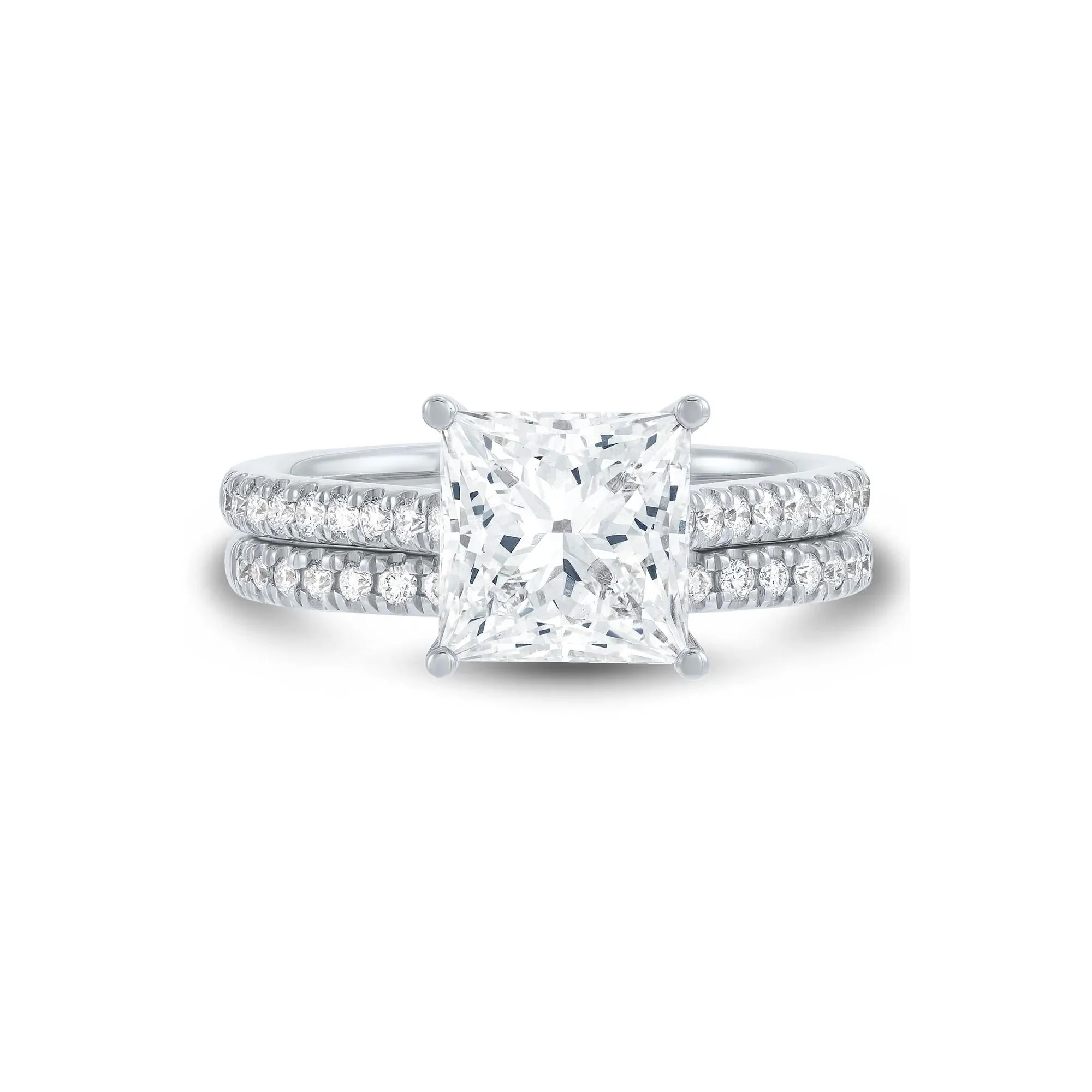 3 1/2 CT. Tw. Lab Grown Diamond Wedding Set 14K White Gold Ring Size 6 1mm