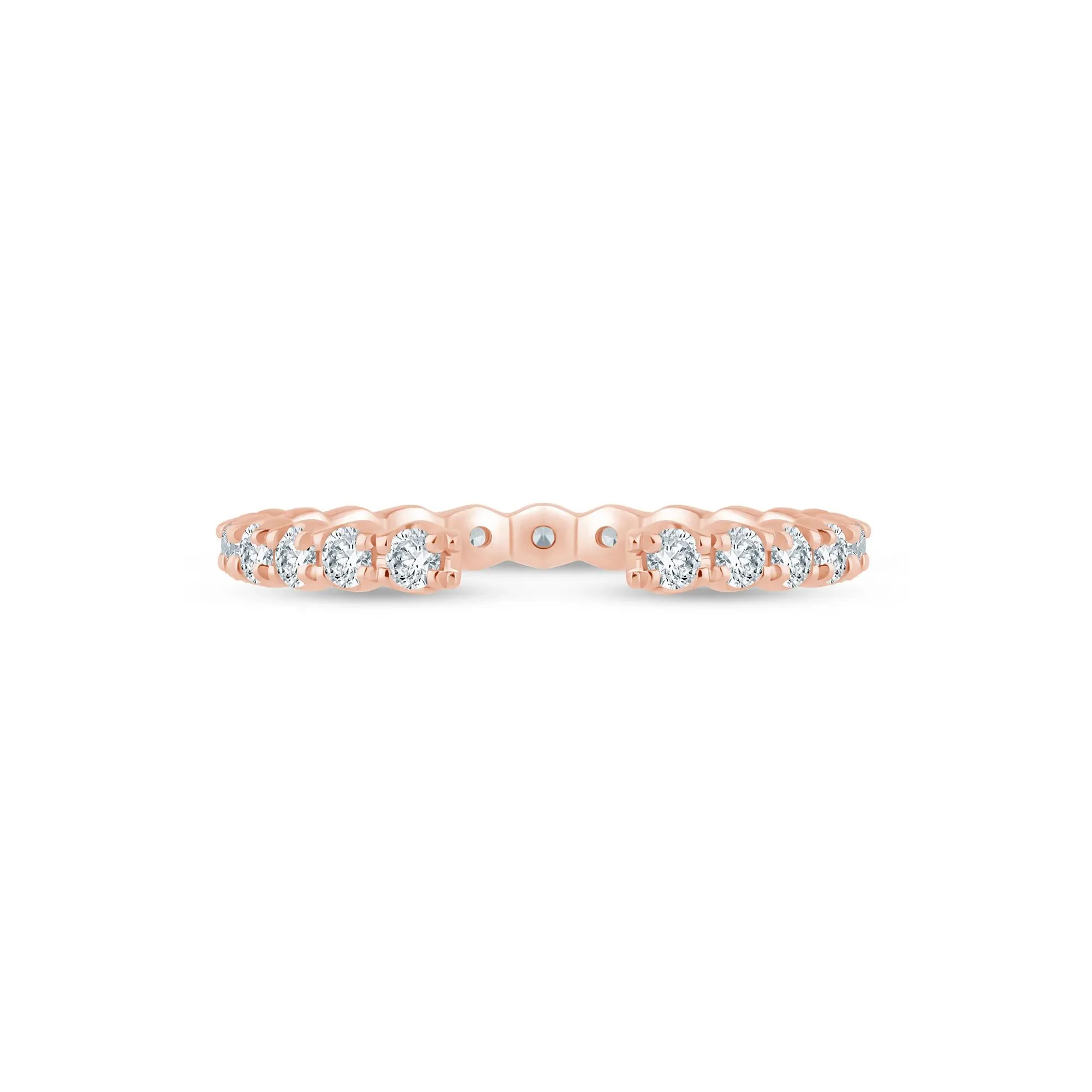 5/8 CT. Tw. Lab Grown Diamond Open Anniversary Band Ring 14K Rose Gold Round Brilliant Cut Size 6.5 2mm