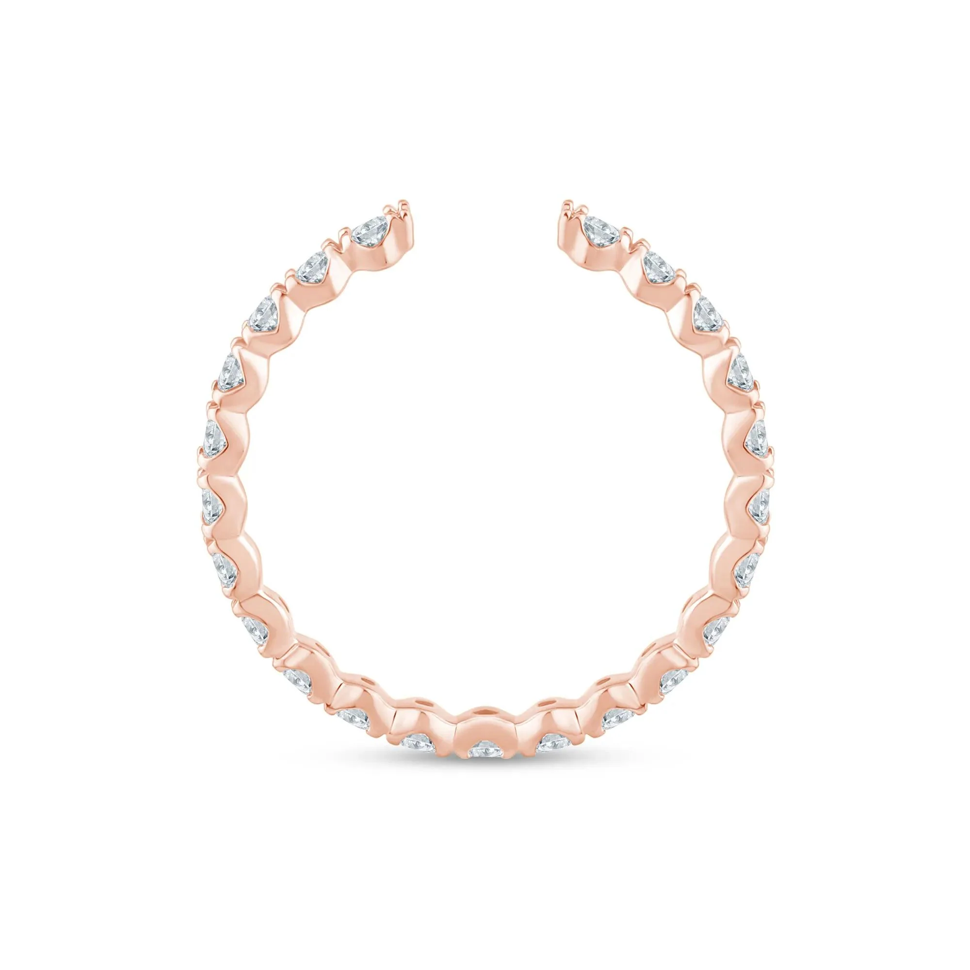 5/8 CT. Tw. Lab Grown Diamond Open Anniversary Band Ring 14K Rose Gold Round Brilliant Cut Size 8.5 2mm - Image 2