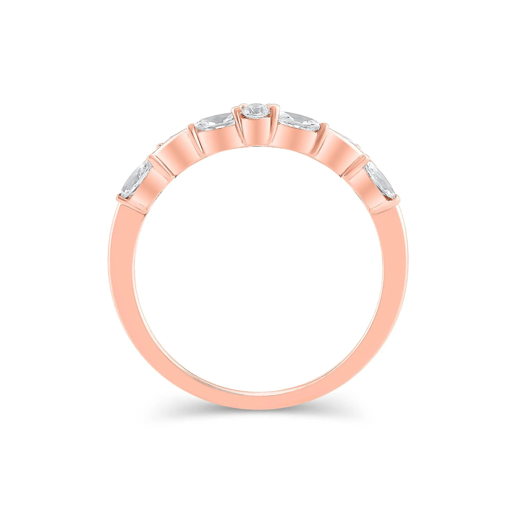 1/3 CT. Tw. Lab Grown Diamond Contour Band Ring 14K Rose Gold Round Brilliant Cut Size 5.5 - Image 2