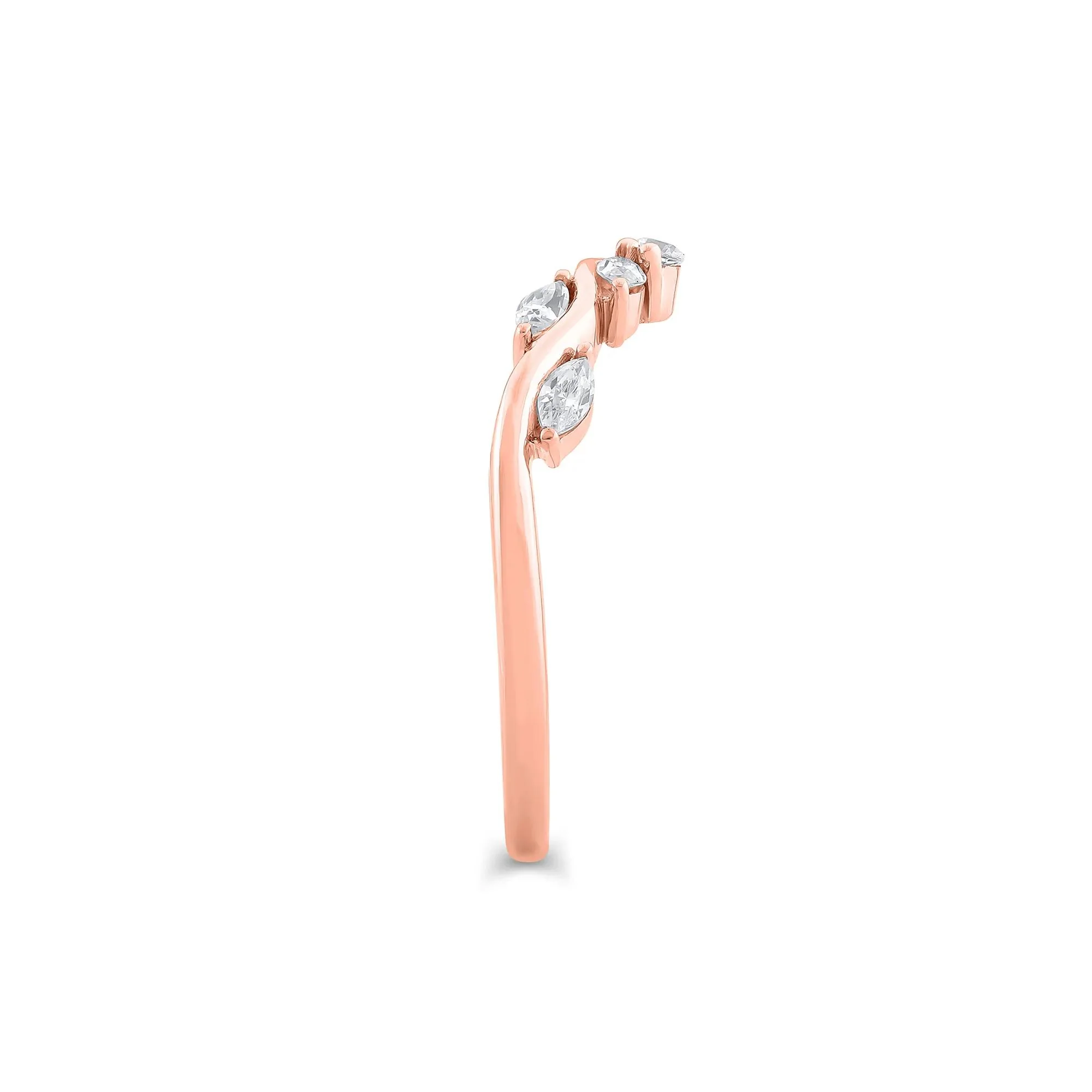 1/3 CT. Tw. Lab Grown Diamond Contour Band Ring 14K Rose Gold Round Brilliant Cut Size 8 - Image 3