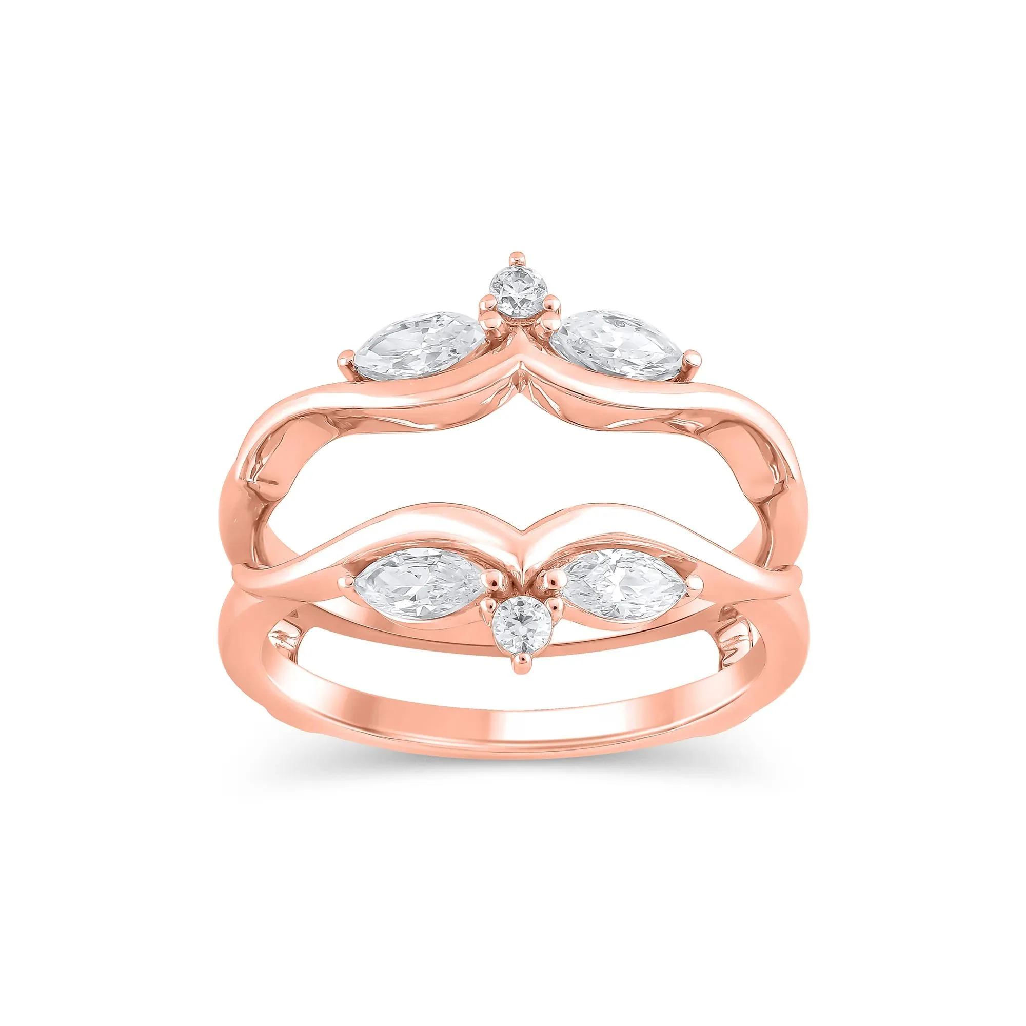 5/8 CT. Tw. Lab Grown Diamond Ring Insert 14K Rose Gold Round Brilliant Cut Size 8