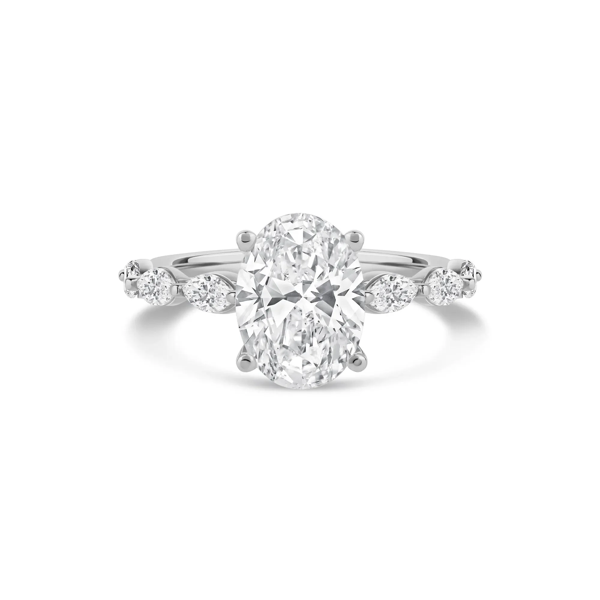3/4 CT. Tw. Lab Grown Oval Diamond Engagement Ring 14K White Gold Size 6.5 2mm