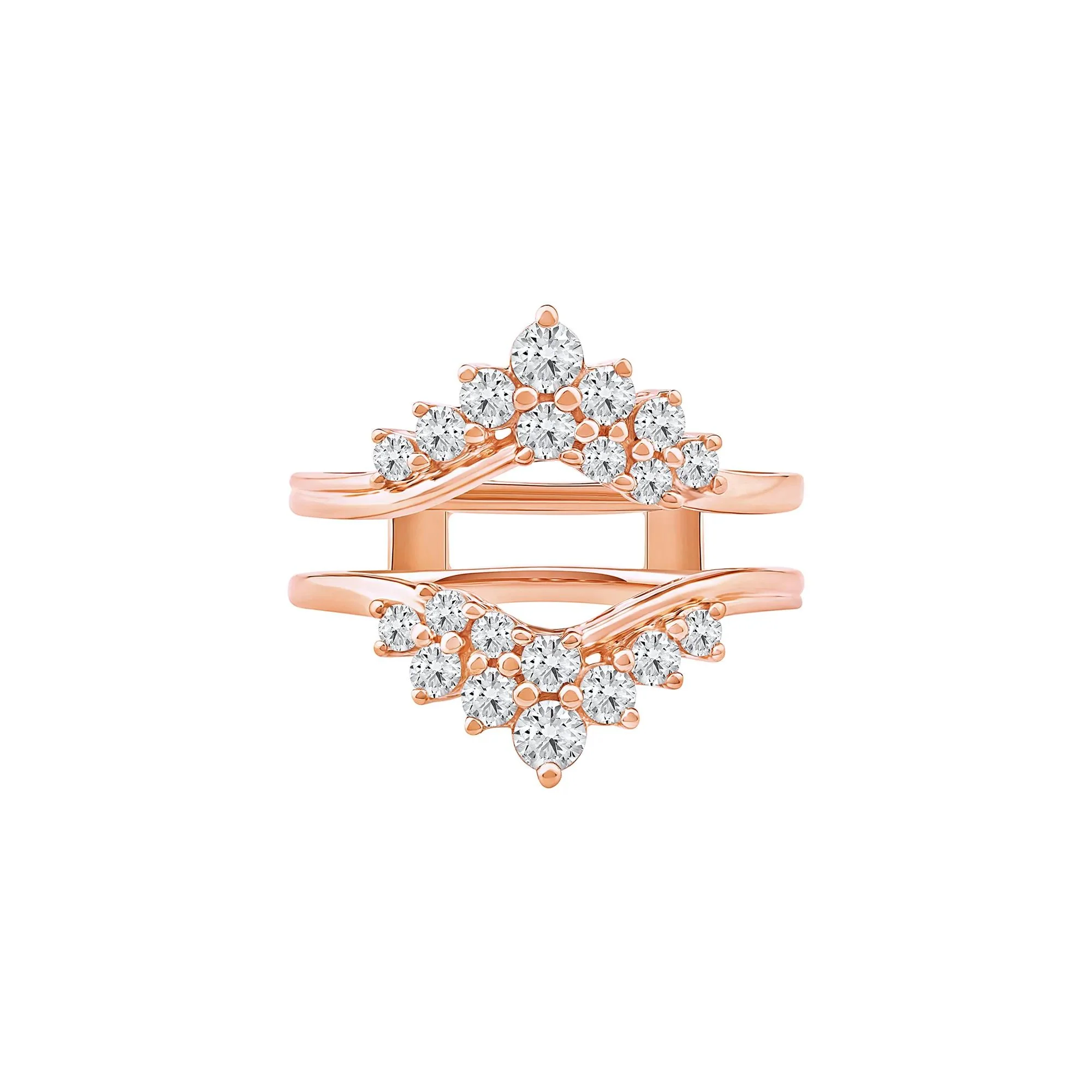 1 CT. Tw. Lab Grown Diamond Chevron Insert 14K Rose Gold Ring Size 7.5 6.5mm
