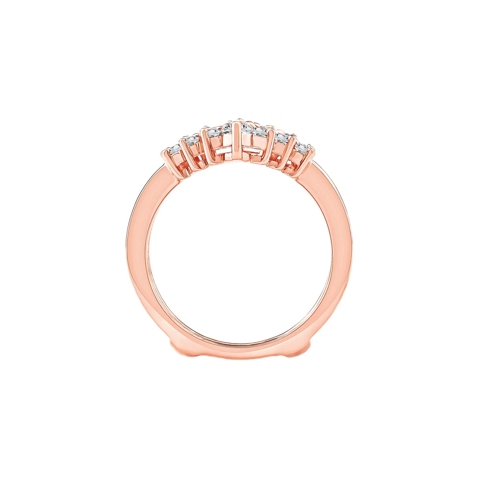 1 CT. Tw. Lab Grown Diamond Chevron Insert 14K Rose Gold Ring Size 8.5 6.5mm - Image 2