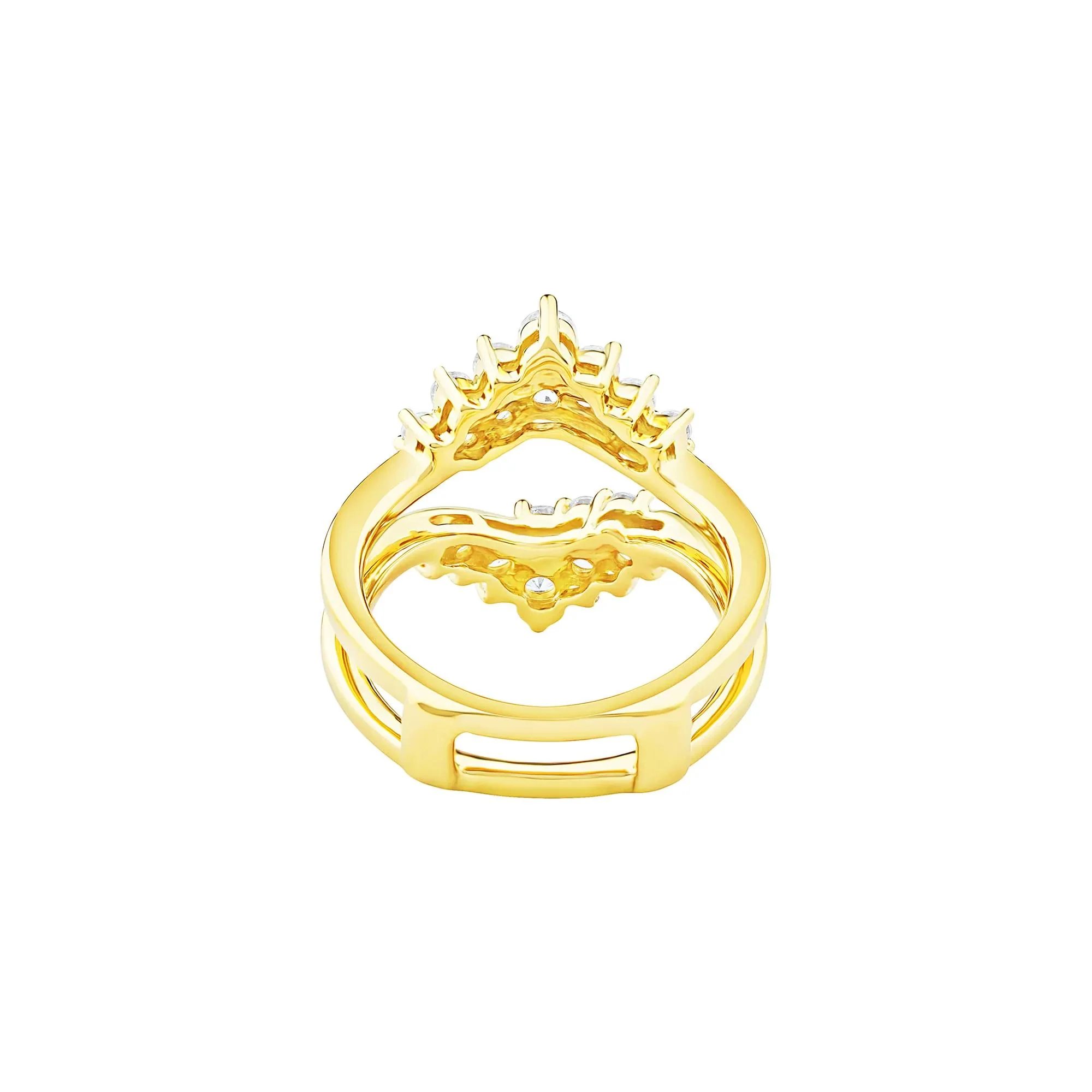 1 CT. Tw. Lab Grown Diamond Chevron Insert 14K Yellow Gold Ring Size 6.5 6.5mm - Image 3