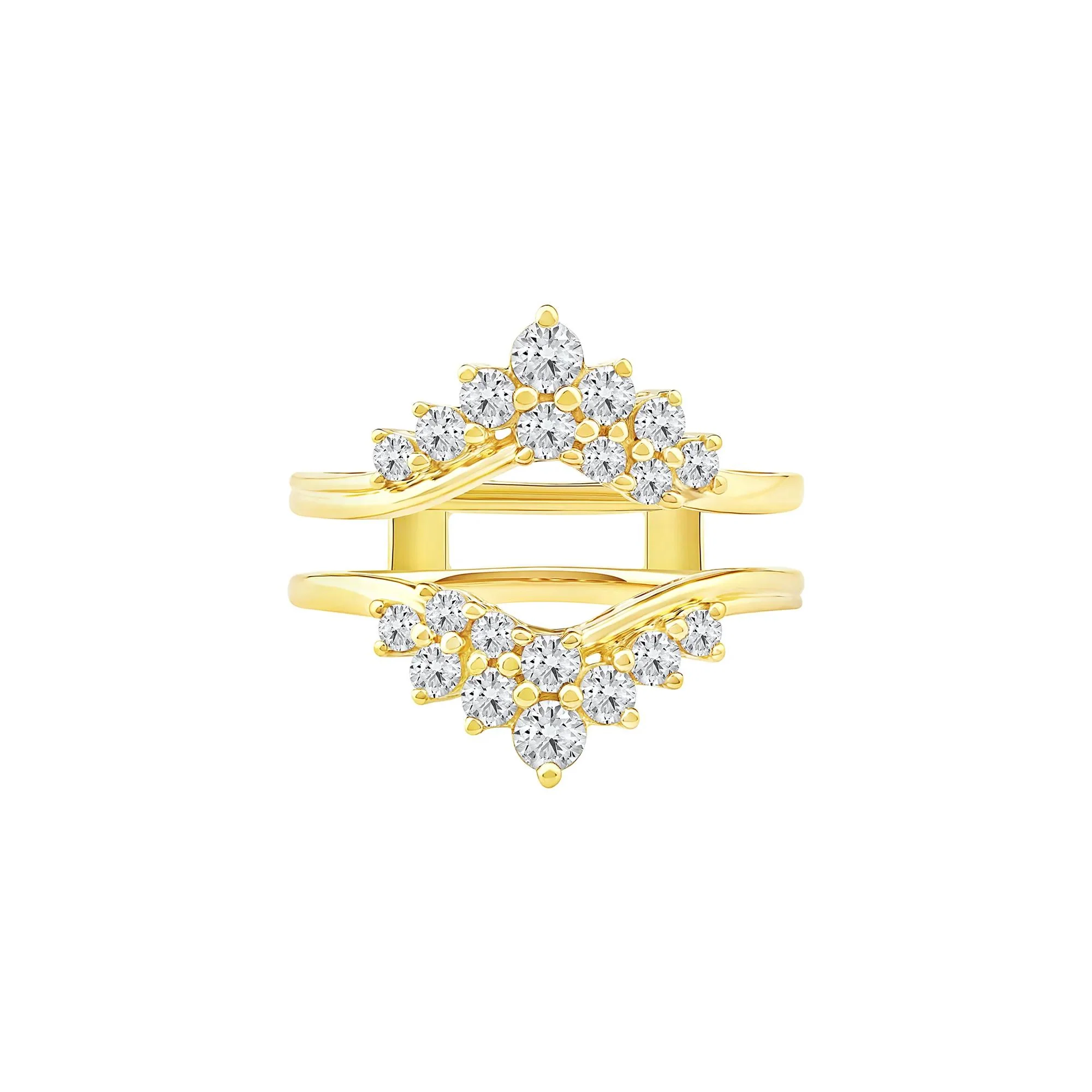 1 CT. Tw. Lab Grown Diamond Chevron Insert 14K Yellow Gold Ring Size 9 6.5mm