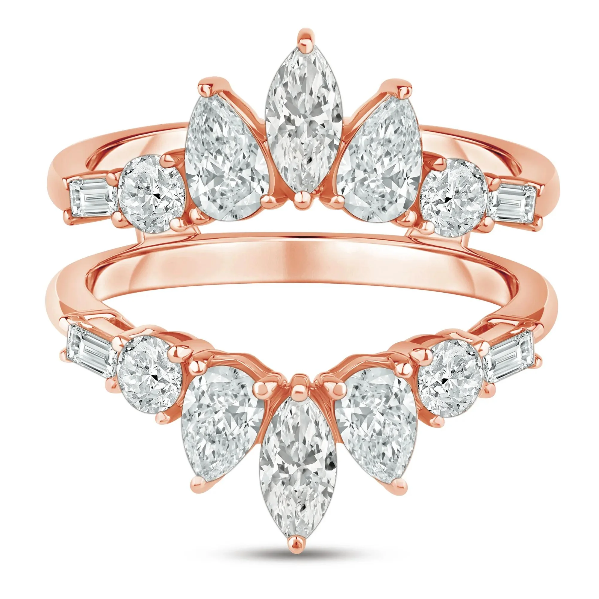 1 3/4 CT. Tw. Lab Grown Diamond Contour Insert 14K Rose Gold Ring Size 8 7mm