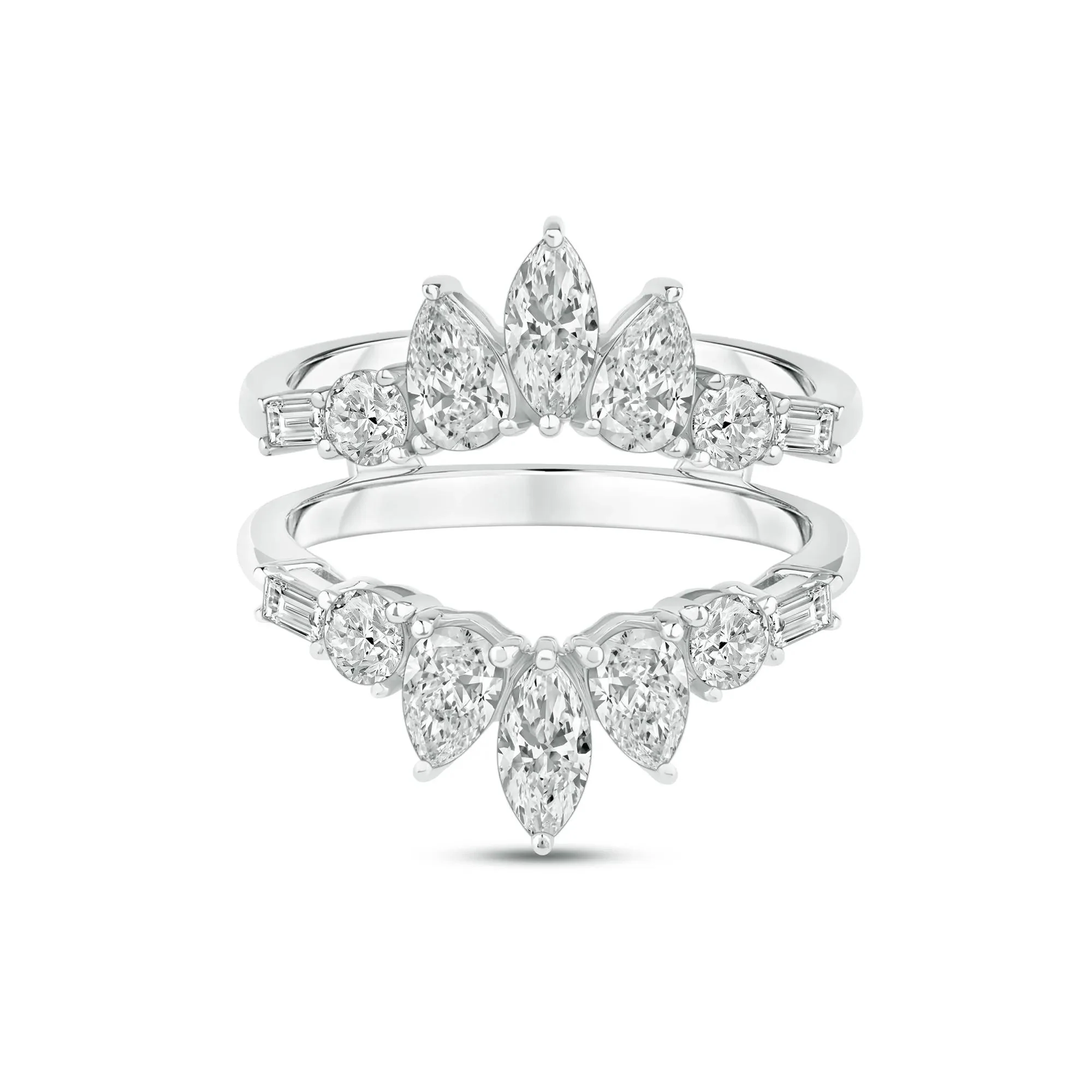 1 3/4 CT. Tw. Lab Grown Diamond Contour Insert 14K White Gold Ring Size 7 7mm