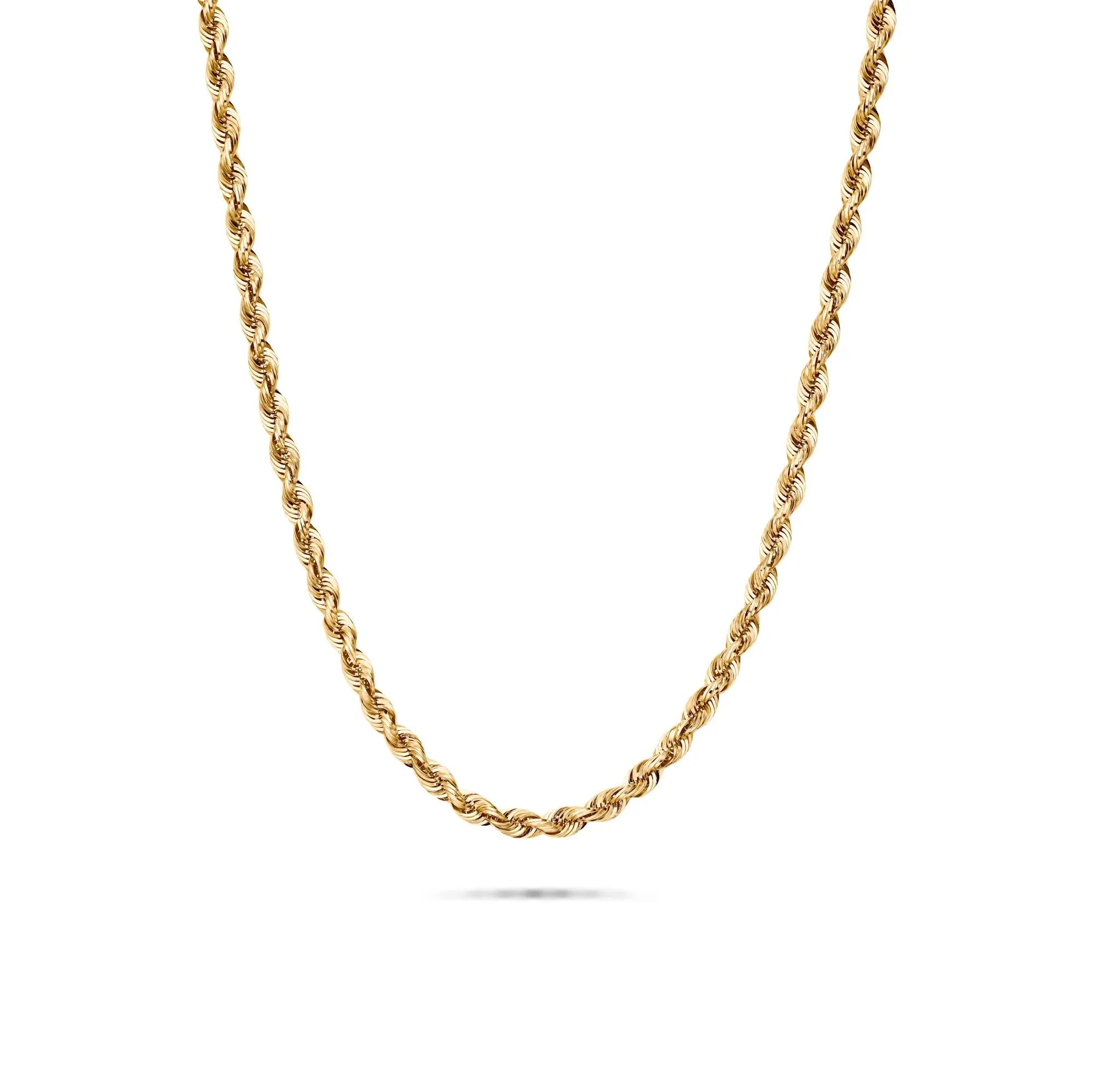 Solid Silk Rope Chain 14K Yellow Gold Necklace Size 18"