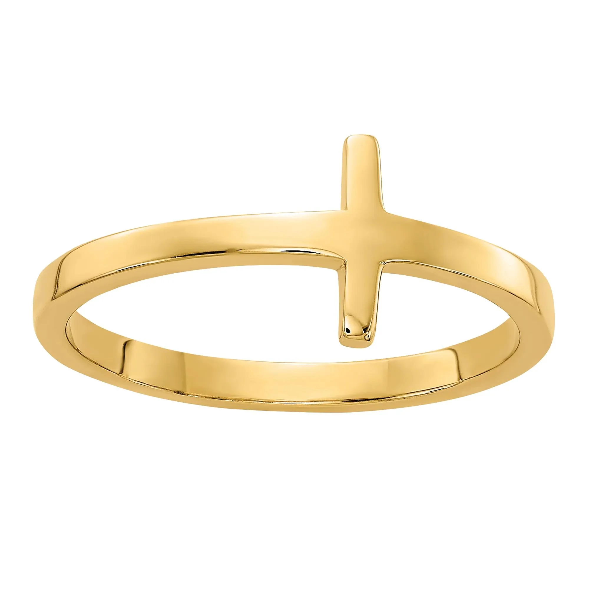 Sideways Cross Ring 14K Yellow Gold Size 8