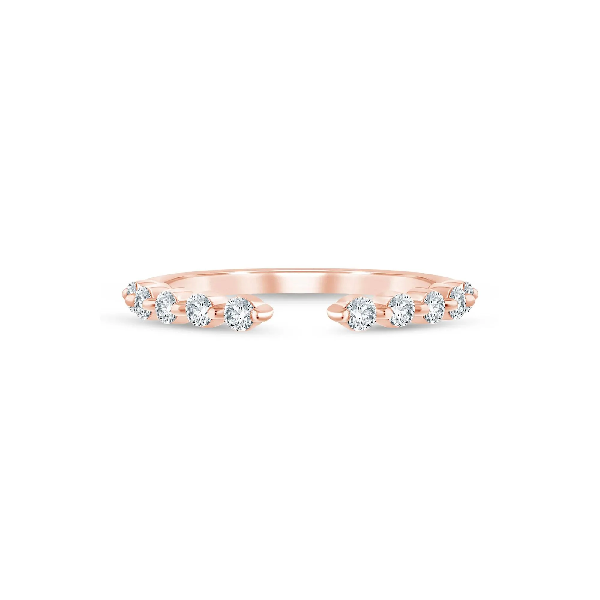 1/3 CT. Tw. Lab Grown Diamond Open Anniversary Band Ring 14K Rose Gold Round Brilliant Cut Size 8 1.5mm