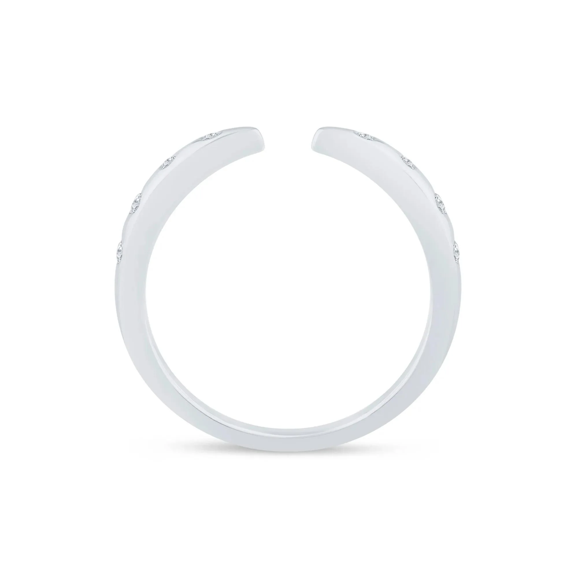 1/10 CT. Tw. Lab Grown Diamond Burnished Open Band Ring 14K White Gold Size 9 1.5mm - Image 2