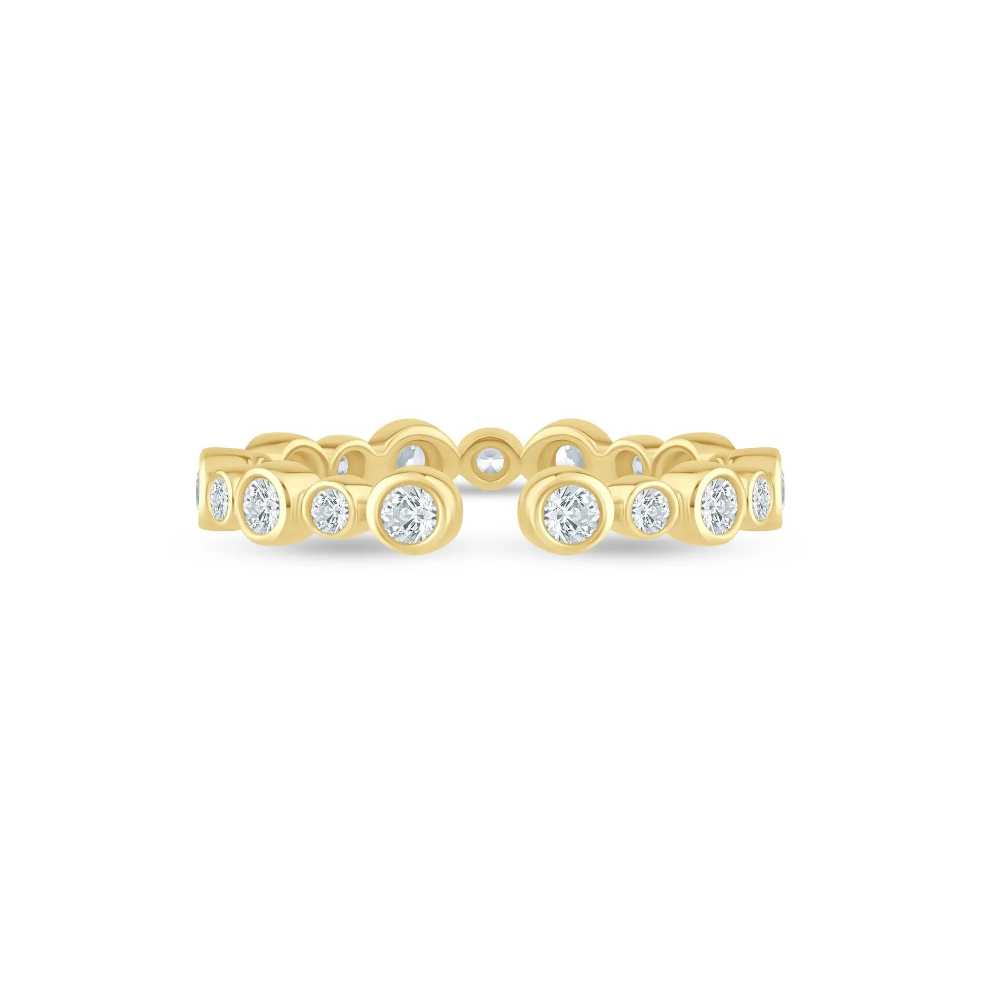 1/2 CT. Tw. Lab Grown Diamond Bezel Open Band Ring 14K Yellow Gold Round Brilliant Cut Size 5.5 2.5mm