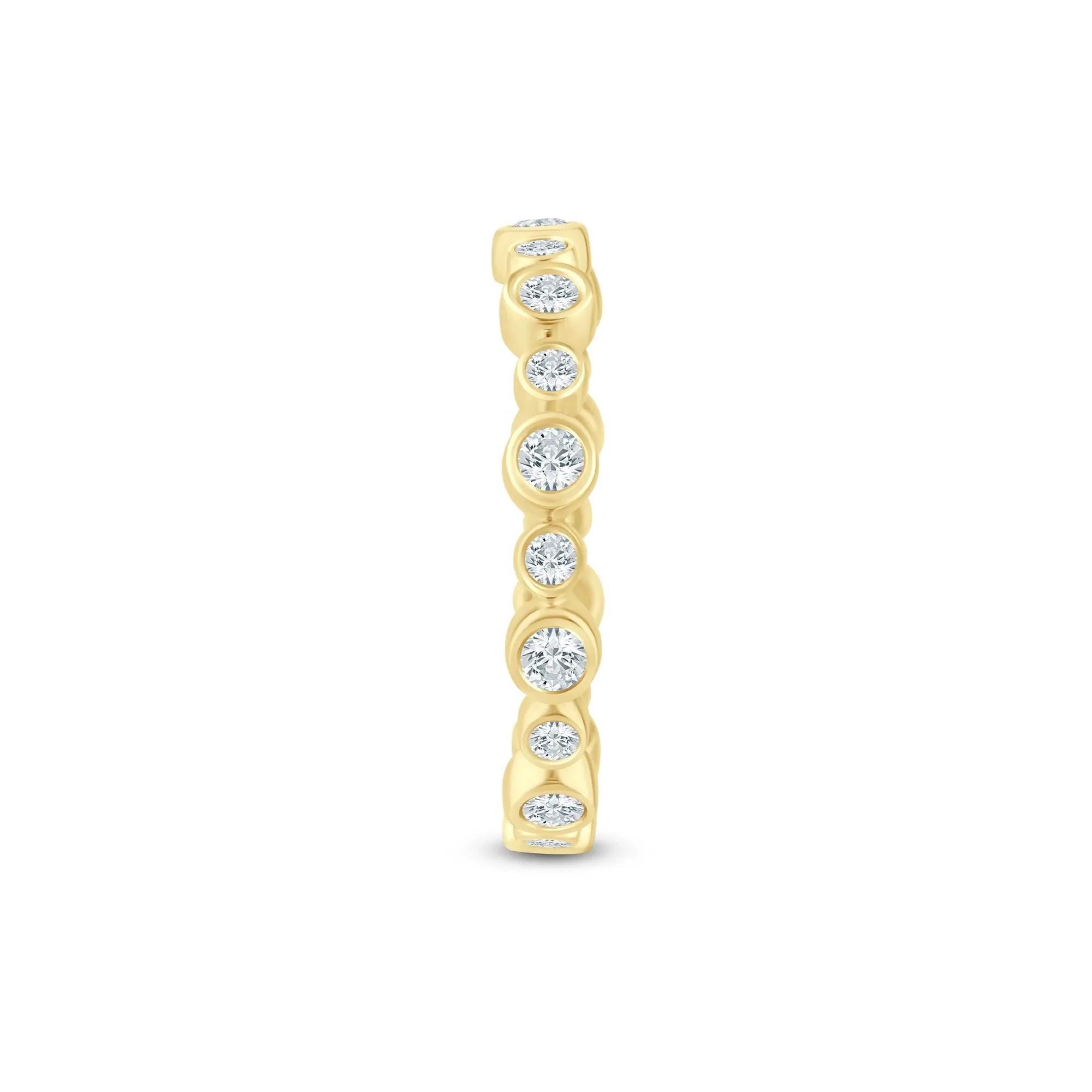 1/2 CT. Tw. Lab Grown Diamond Bezel Open Band Ring 14K Yellow Gold Round Brilliant Cut Size 5.5 2.5mm - Image 3
