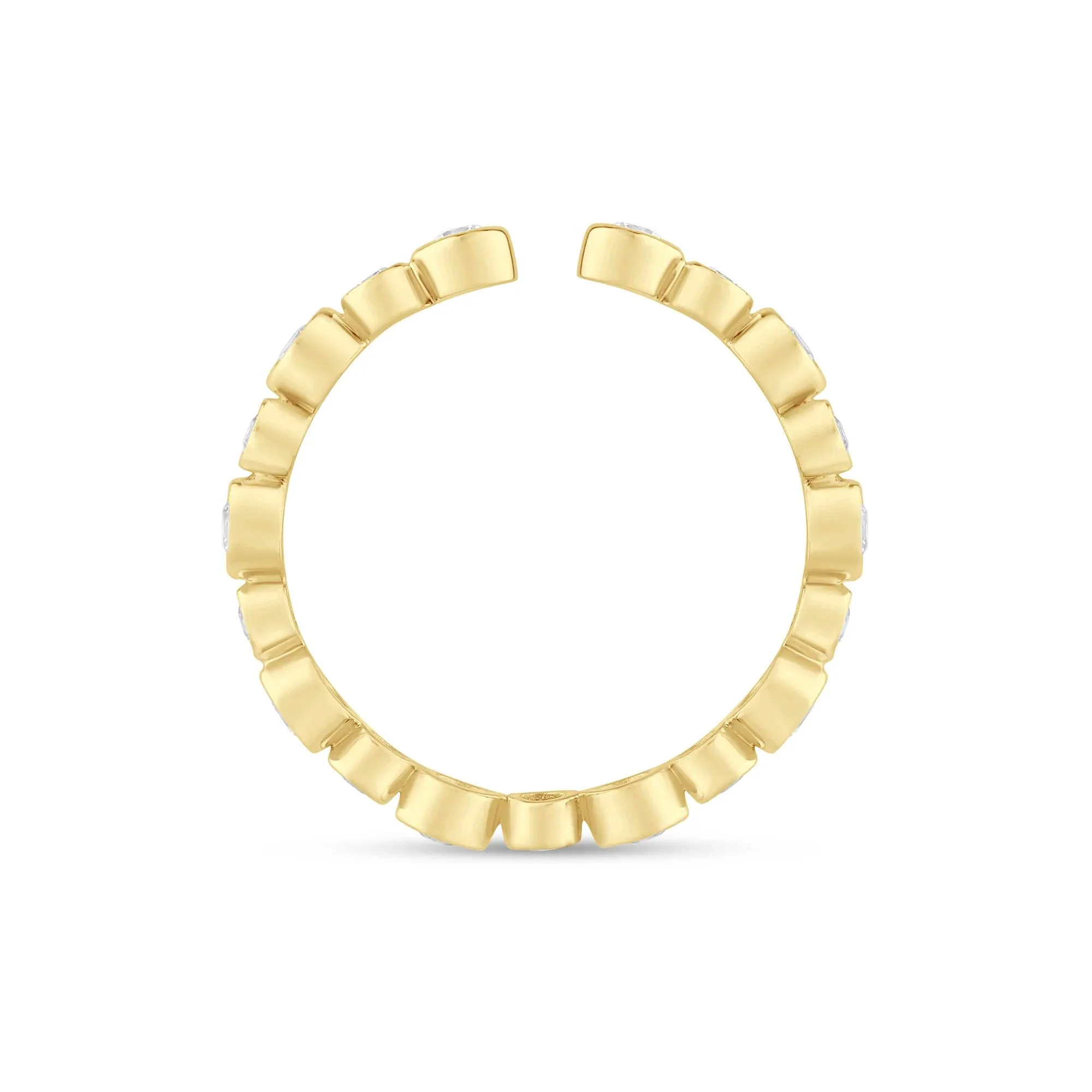 1/2 CT. Tw. Lab Grown Diamond Bezel Open Band Ring 14K Yellow Gold Round Brilliant Cut Size 9 2.5mm - Image 2
