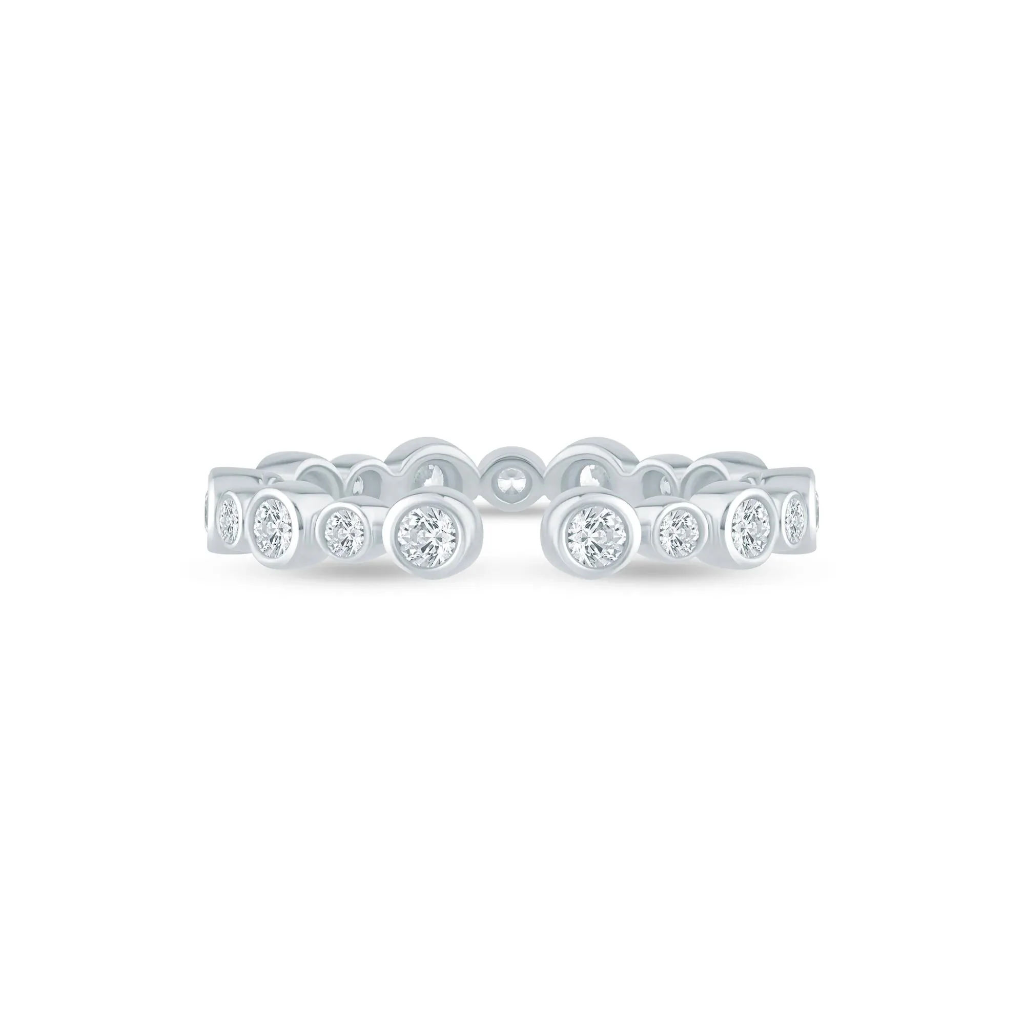 1/2 CT. Tw. Lab Grown Diamond Bezel Open Band Ring 14K White Gold Round Brilliant Cut Size 6.5 2.5mm