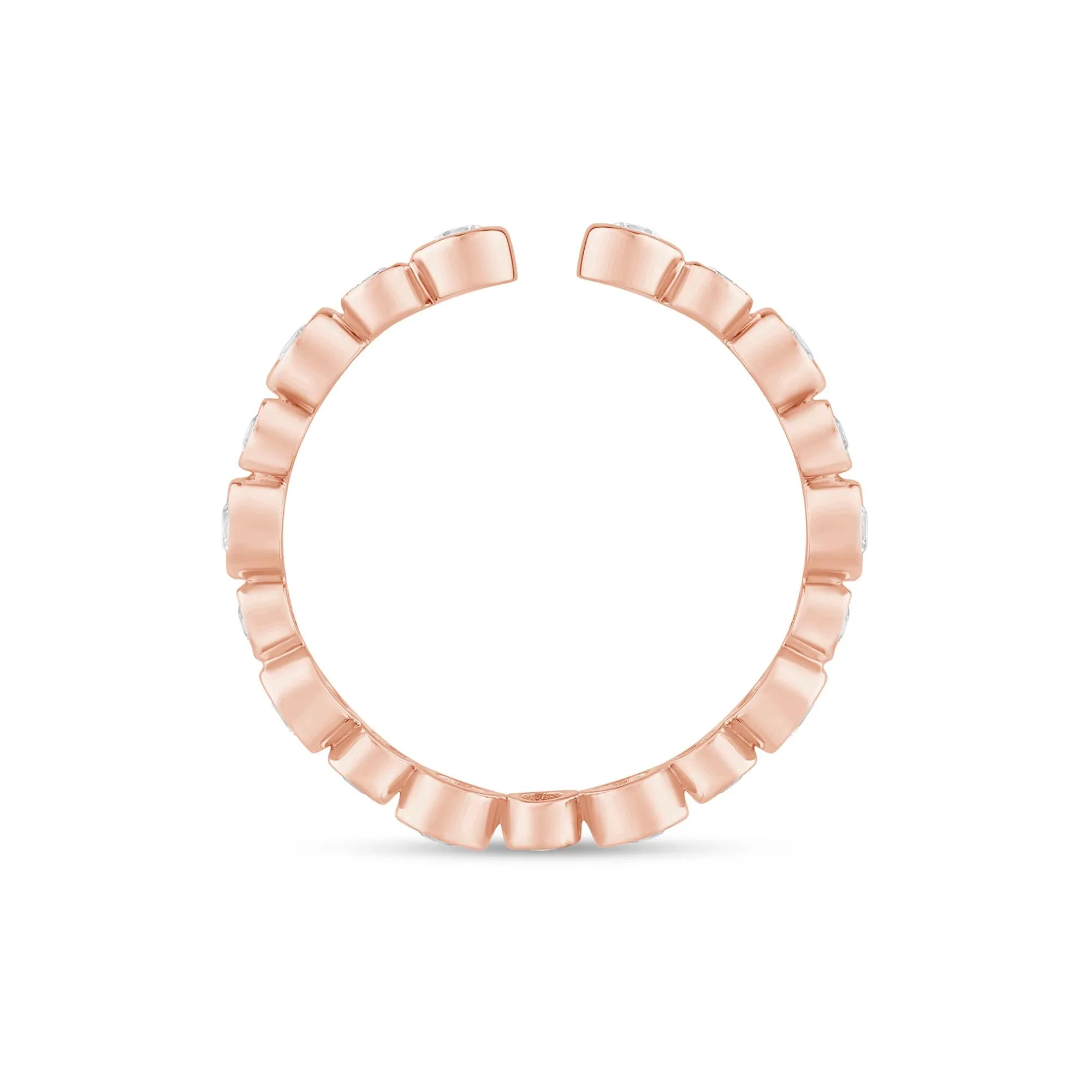 1/2 CT. Tw. Lab Grown Diamond Bezel Open Band Ring 14K Rose Gold Round Brilliant Cut Size 6 2.5mm - Image 2