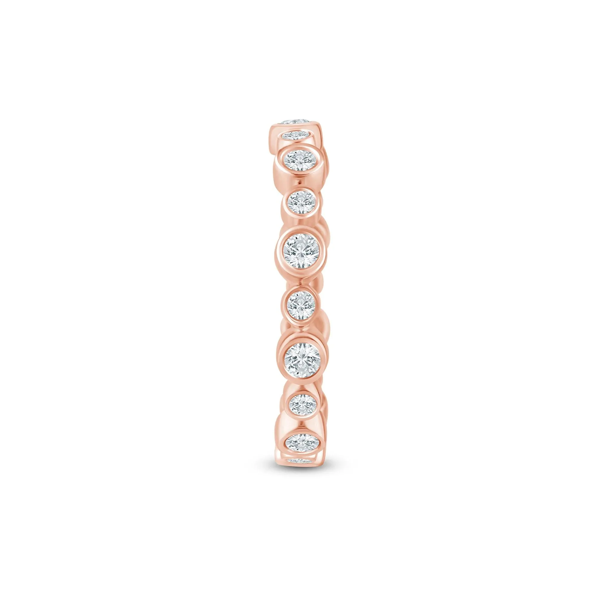 1/2 CT. Tw. Lab Grown Diamond Bezel Open Band Ring 14K Rose Gold Round Brilliant Cut Size 6 2.5mm - Image 3