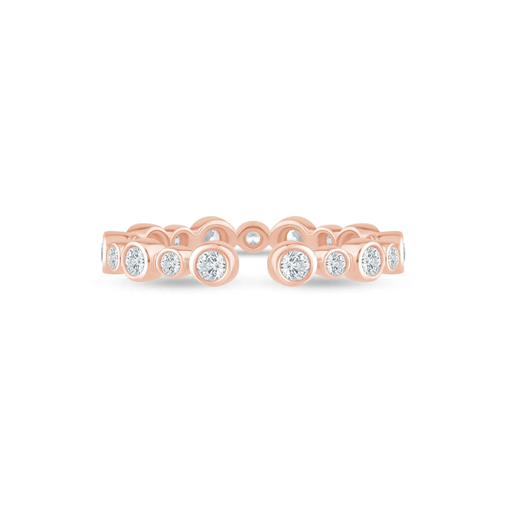 1/2 CT. Tw. Lab Grown Diamond Bezel Open Band Ring 14K Rose Gold Round Brilliant Cut Size 9 2.5mm