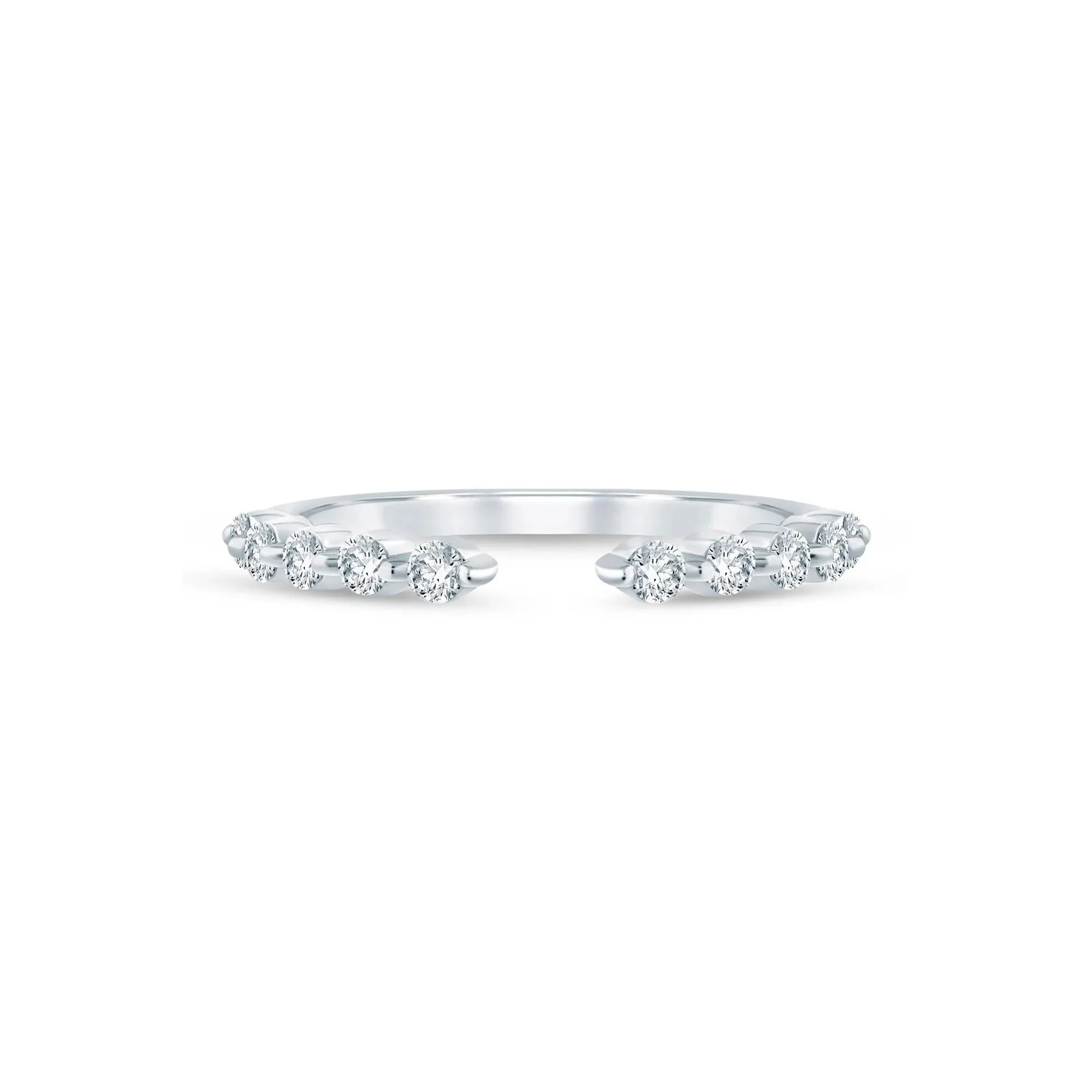 1/3 CT. Tw. Lab Grown Diamond Open Anniversary Band Ring 14K White Gold Round Brilliant Cut Size 8 1.5mm