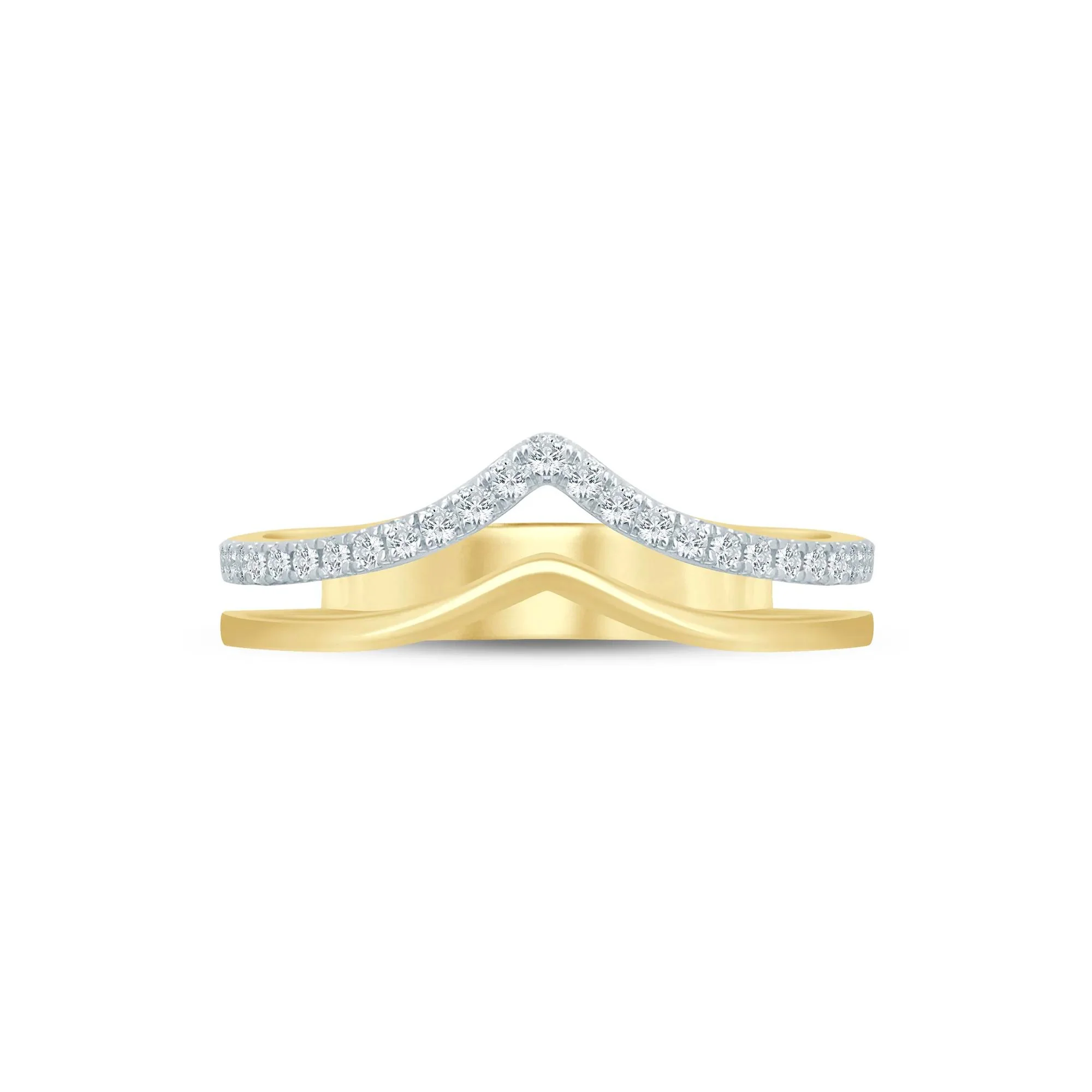 1/5 CT. Tw. Lab Grown Diamond Chevron Anniversary Band Ring 14K Yellow Gold Size 5.5 3.5mm