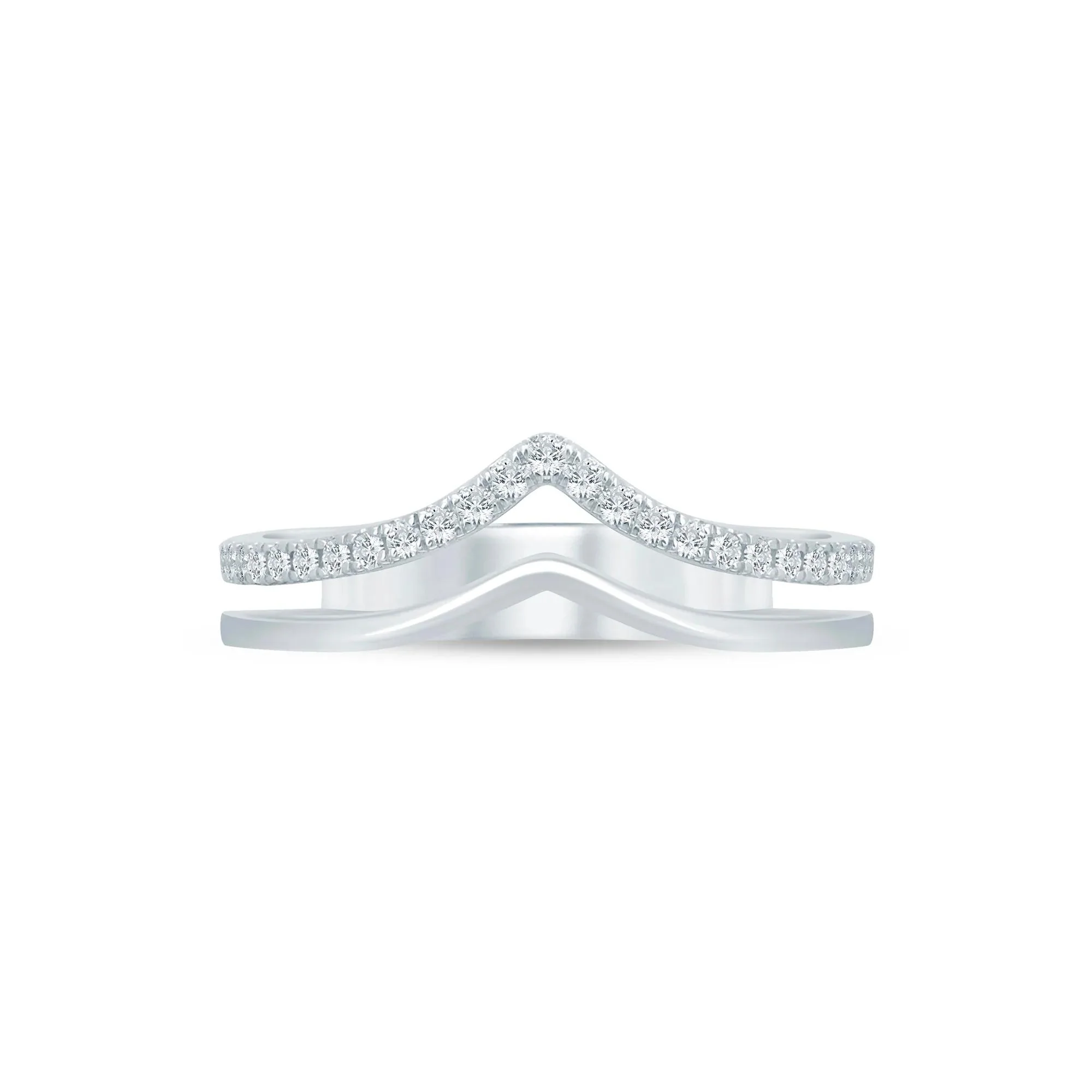 1/5 CT. Tw. Lab Grown Diamond Chevron Anniversary Band Ring 14K White Gold Size 7.5 3.5mm