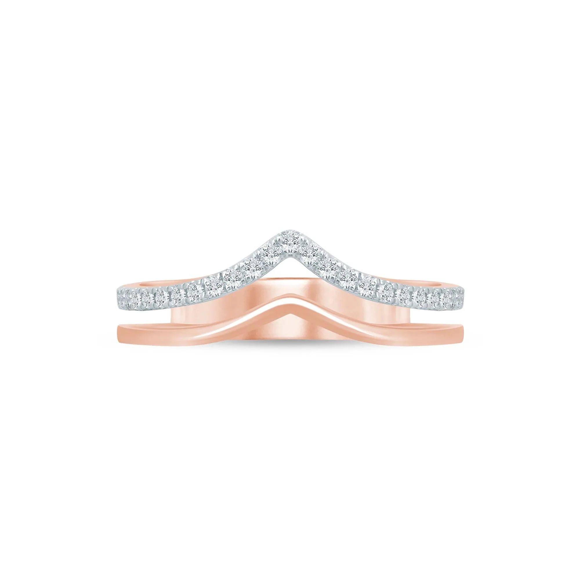 1/5 CT. Tw. Lab Grown Diamond Chevron Anniversary Band Ring 14K Rose Gold Size 7.5 3.5mm