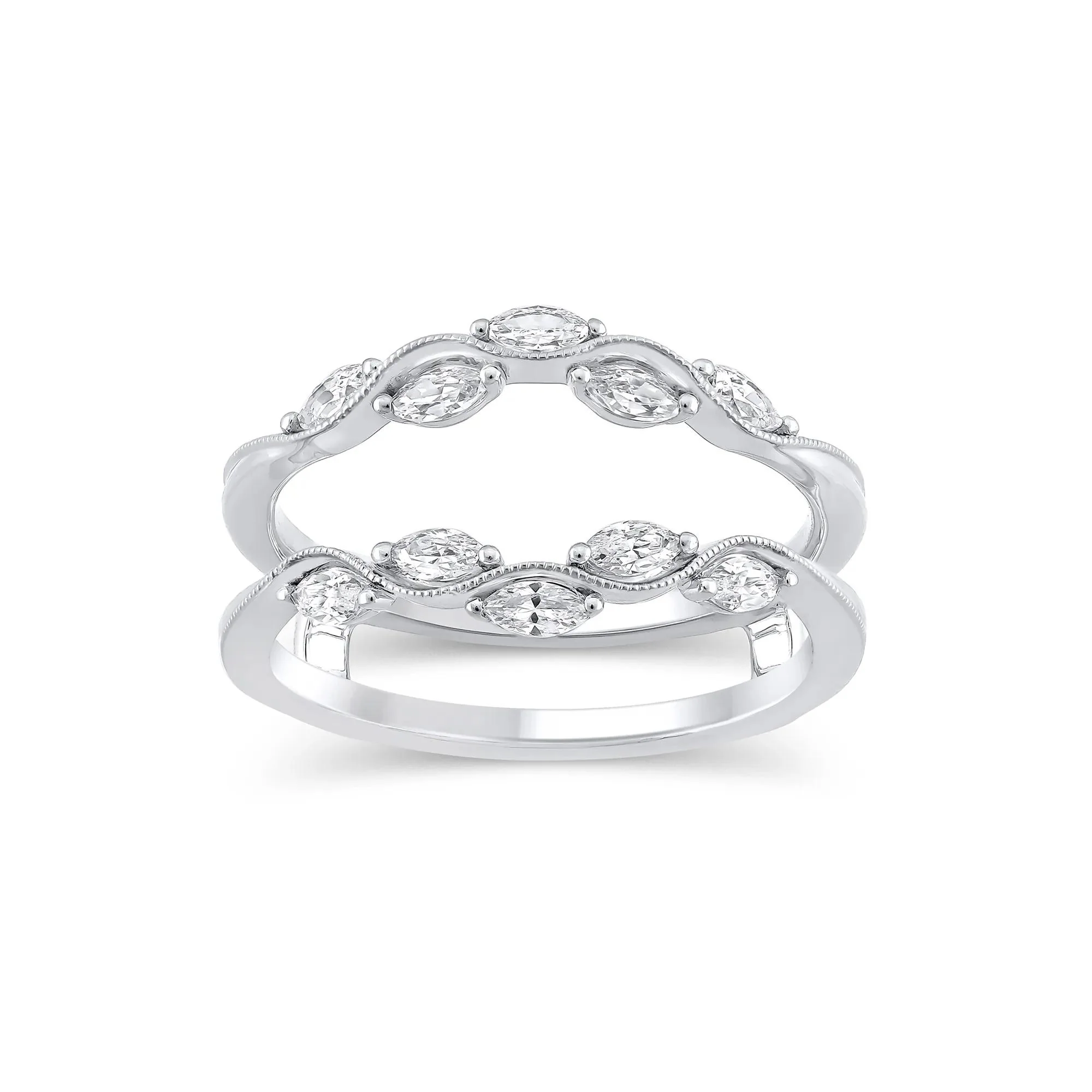 1/2 CT. Tw. Lab Grown Diamond Insert 14K White Gold Ring Size 7 11mm