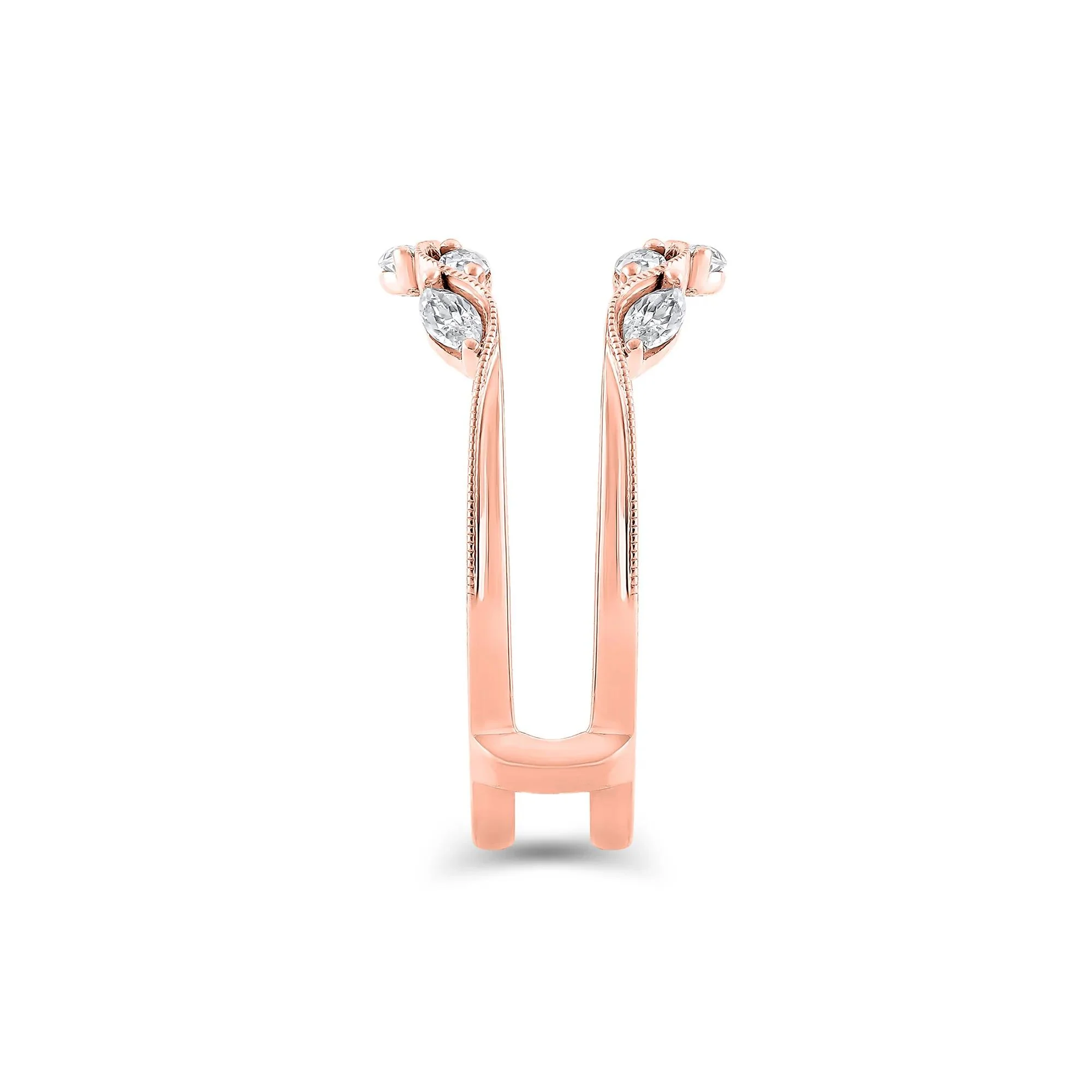 1/2 CT. Tw. Lab Grown Diamond Insert 14K Rose Gold Ring Size 5 11mm - Image 3