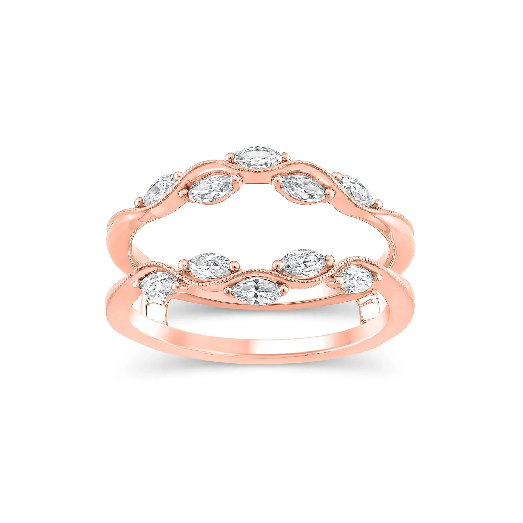 1/2 CT. Tw. Lab Grown Diamond Insert 14K Rose Gold Ring Size 7.5 11mm