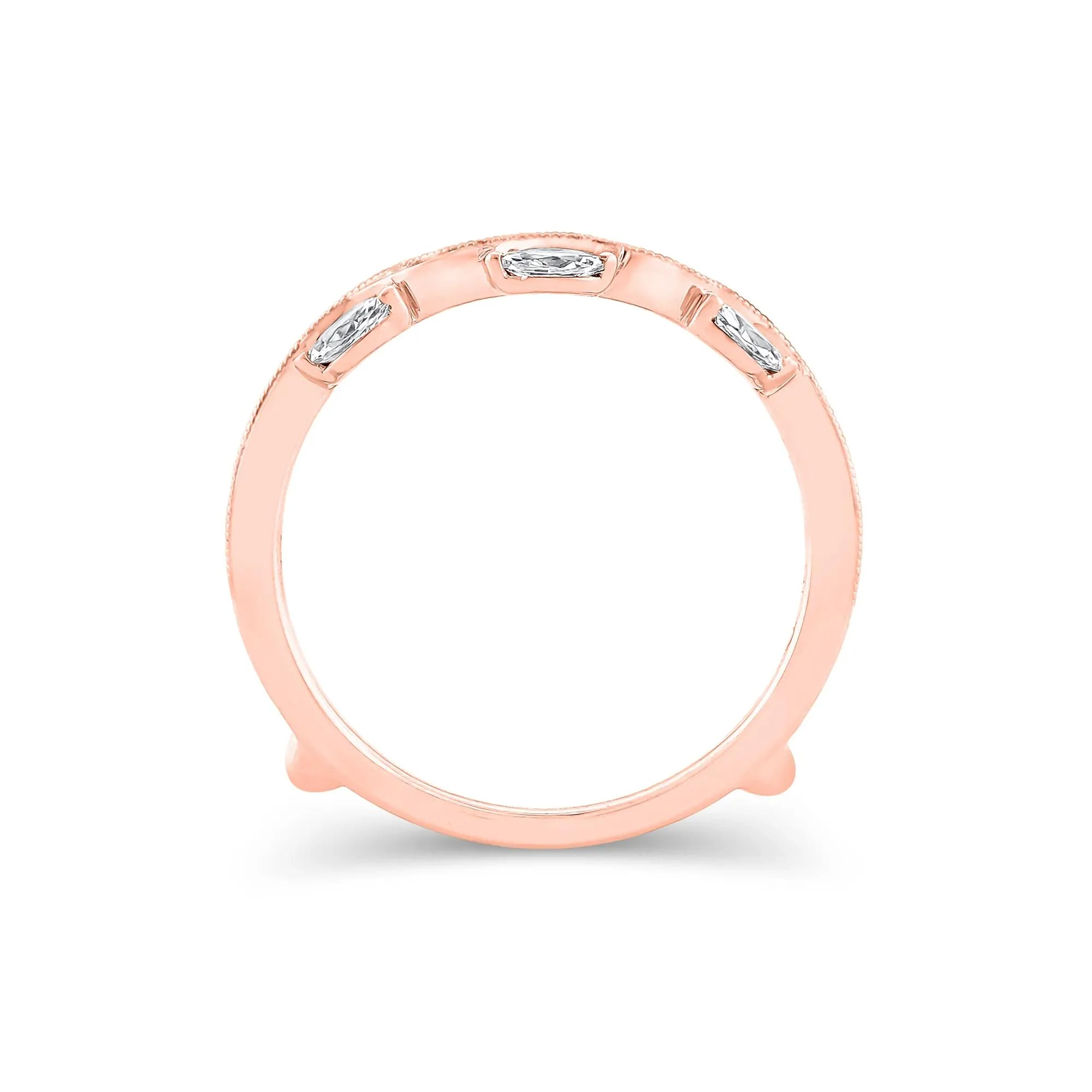 1/2 CT. Tw. Lab Grown Diamond Insert 14K Rose Gold Ring Size 8.5 11mm - Image 2