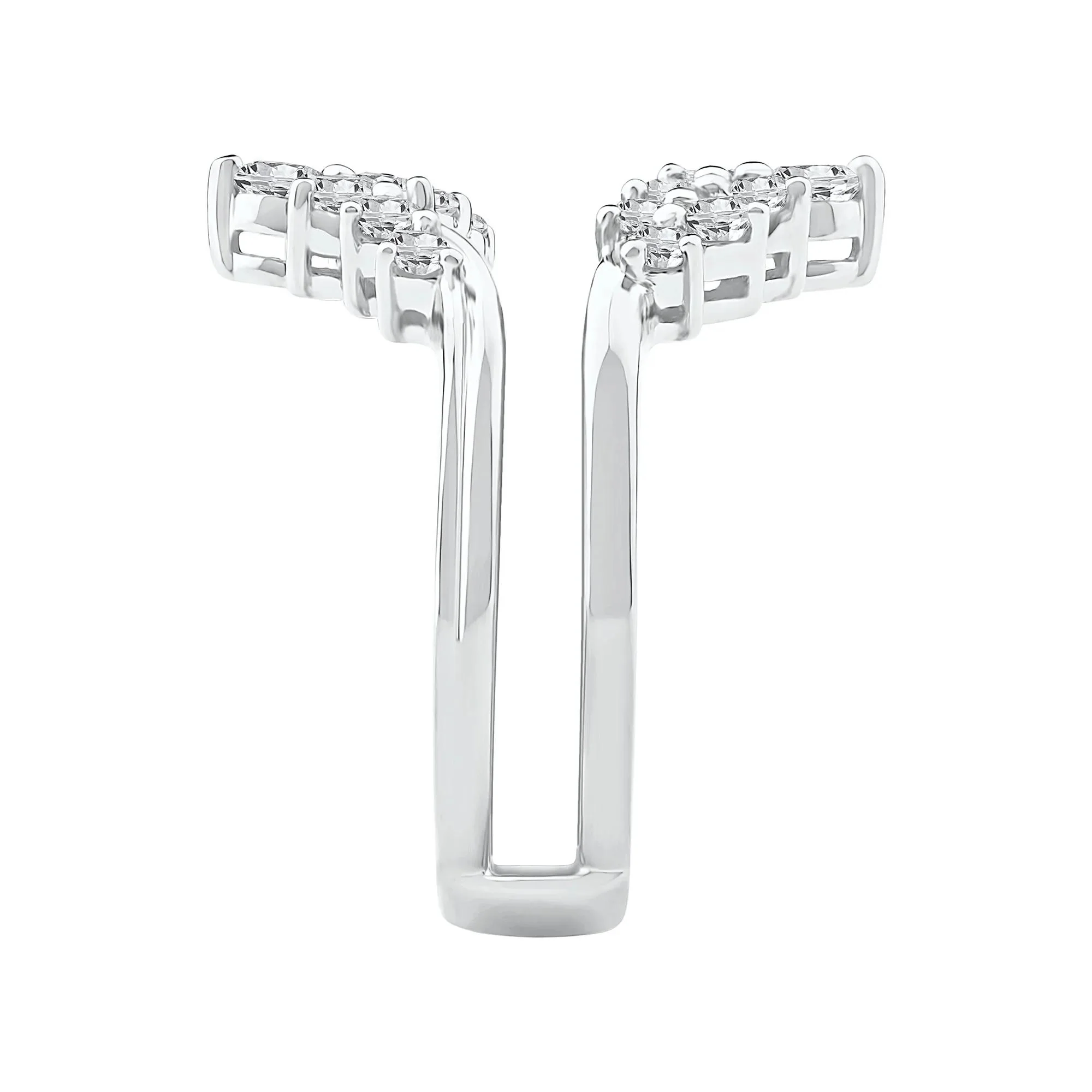 1 CT. Tw. Lab Grown Diamond Chevron Insert 14K White Gold Ring Size 7.5 6.5mm - Image 3