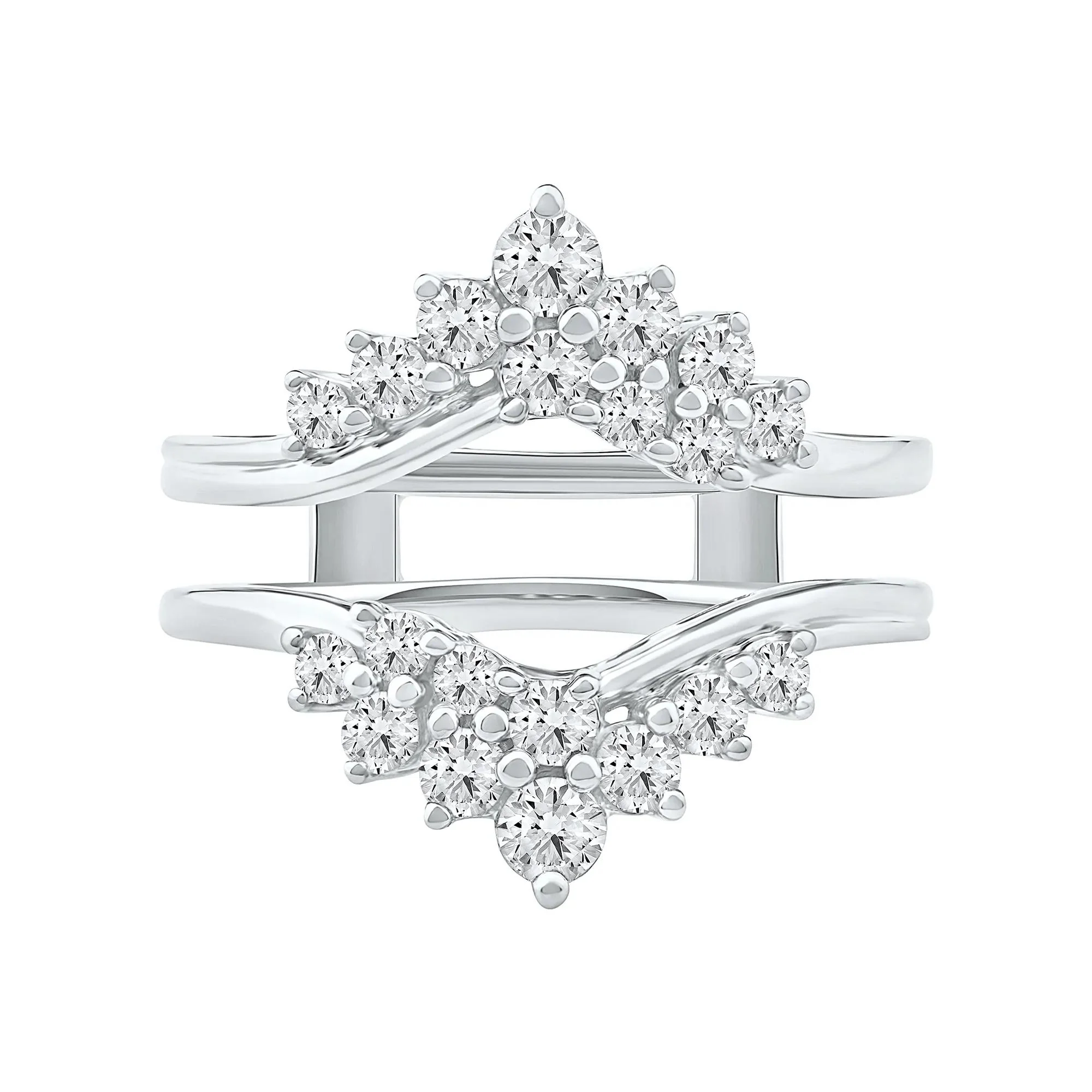 1 CT. Tw. Lab Grown Diamond Chevron Insert 14K White Gold Ring Size 8.5 6.5mm