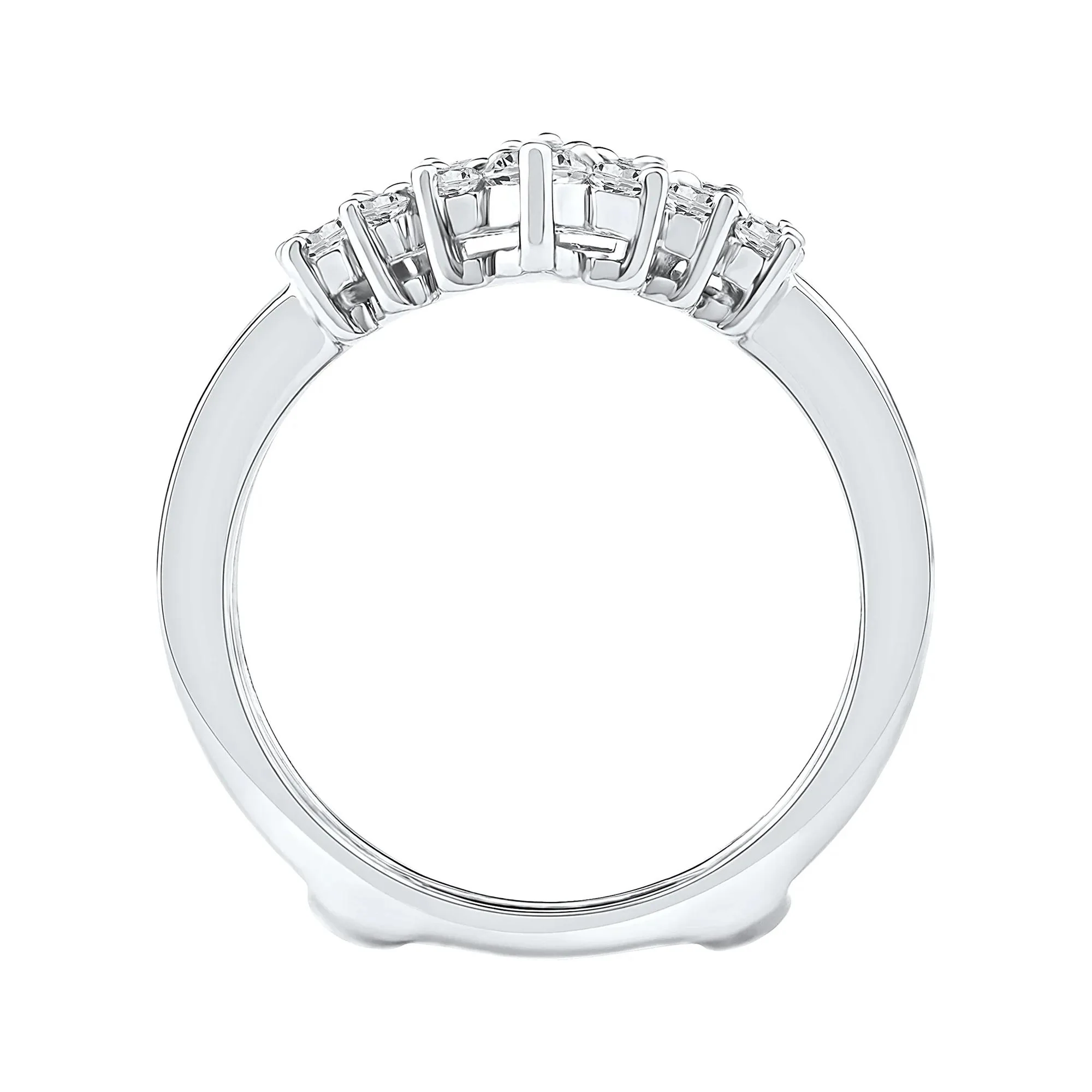 1 CT. Tw. Lab Grown Diamond Chevron Insert 14K White Gold Ring Size 9 6.5mm - Image 2