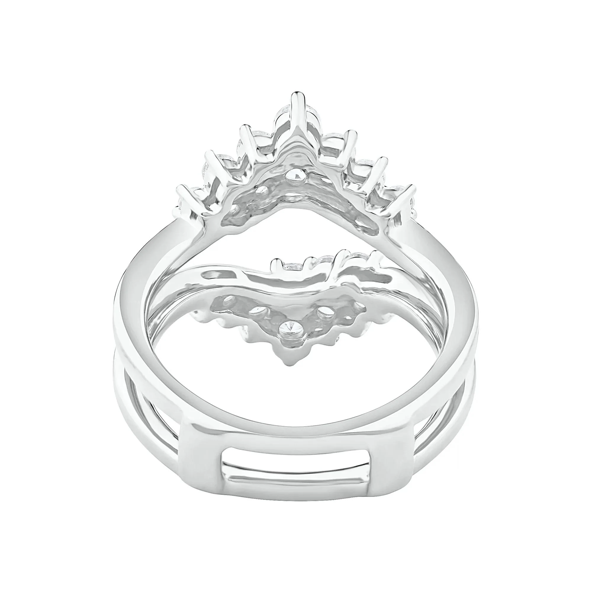 1 CT. Tw. Lab Grown Diamond Chevron Insert 14K White Gold Ring Size 9 6.5mm - Image 4